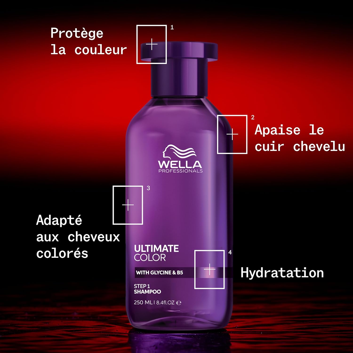 Thumbnail 3 de Wella Professionals ULTIMATE COLOR Shampoing Étape 1 sans sulfate pour cheveux colorés – cuir chevelu apaisé