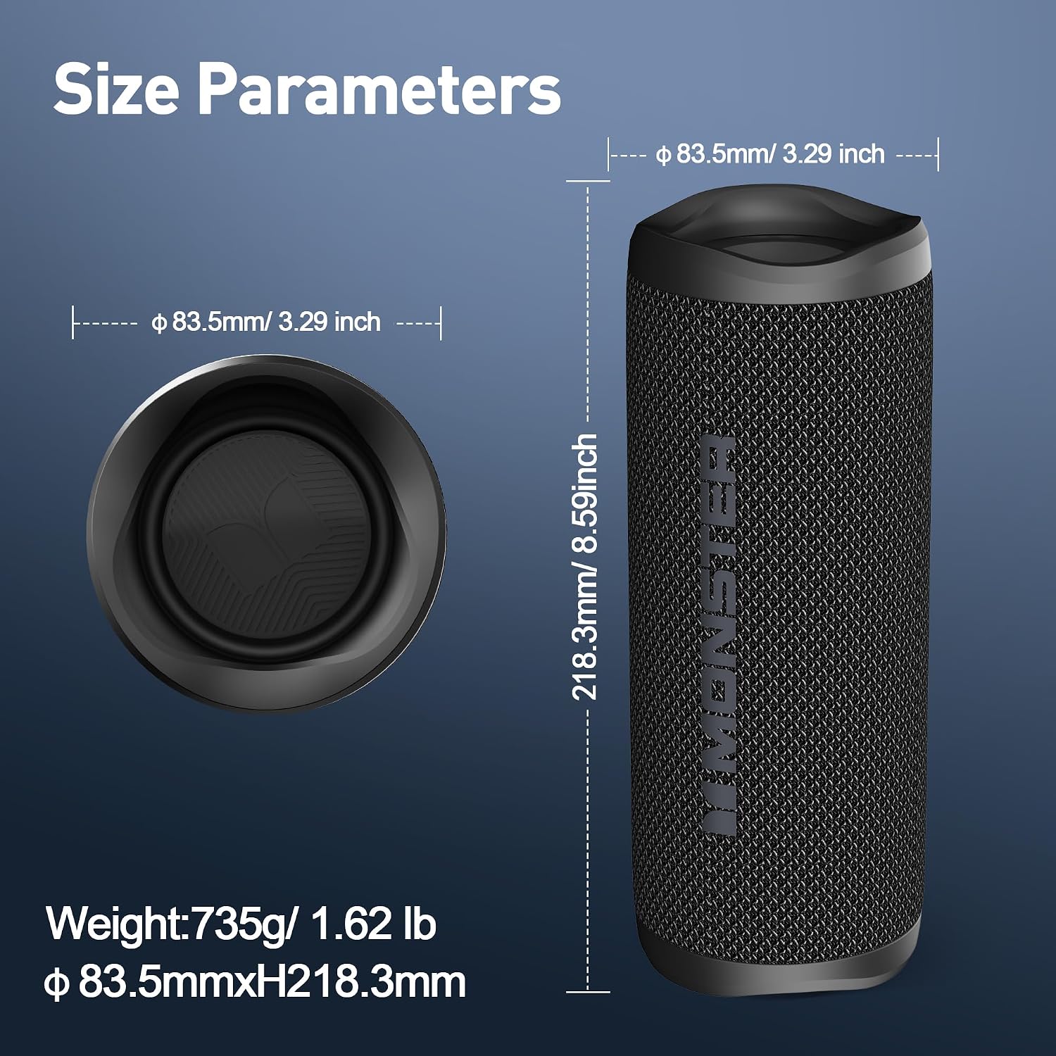 Detalle de Monster S620 Bluetooth Speaker: 60W True Wireless Stereo, Dual Pairing, IPX8 Waterproof