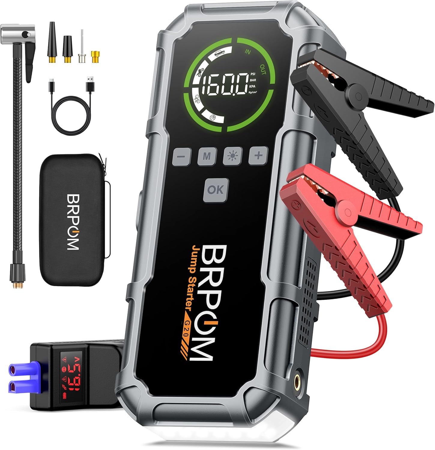 Detalle de BRPOM Starthilfe Powerbank 8000A 26800mAh mit Kompressor