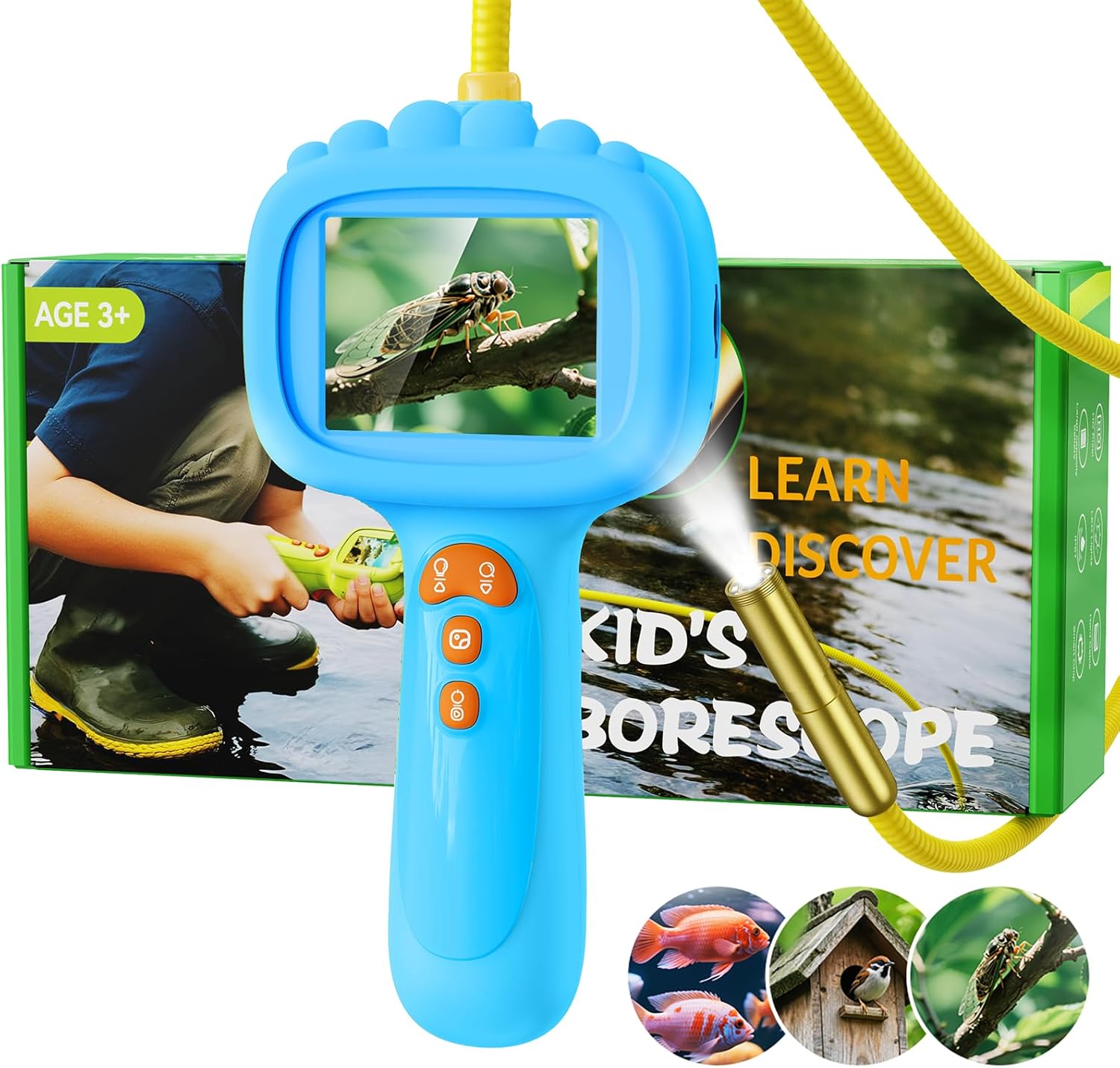 Detalle de Endoscope for Kids: 2.4-Inch Lightsnake Camera for Outdoor Exploration (Blue)