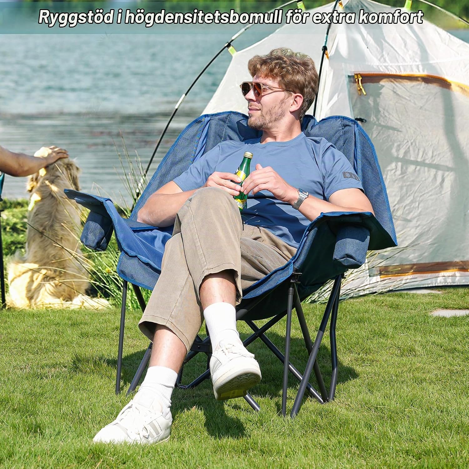 Detalle de RELAX FIELD RS01-S047 XXL campingstol, vadderad och hopfällbar