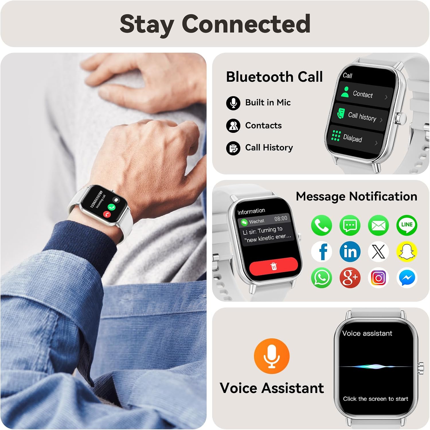 Thumbnail 1 de Smart Watch for Men & Women with Bluetooth Calls and 1.85'' HD Display