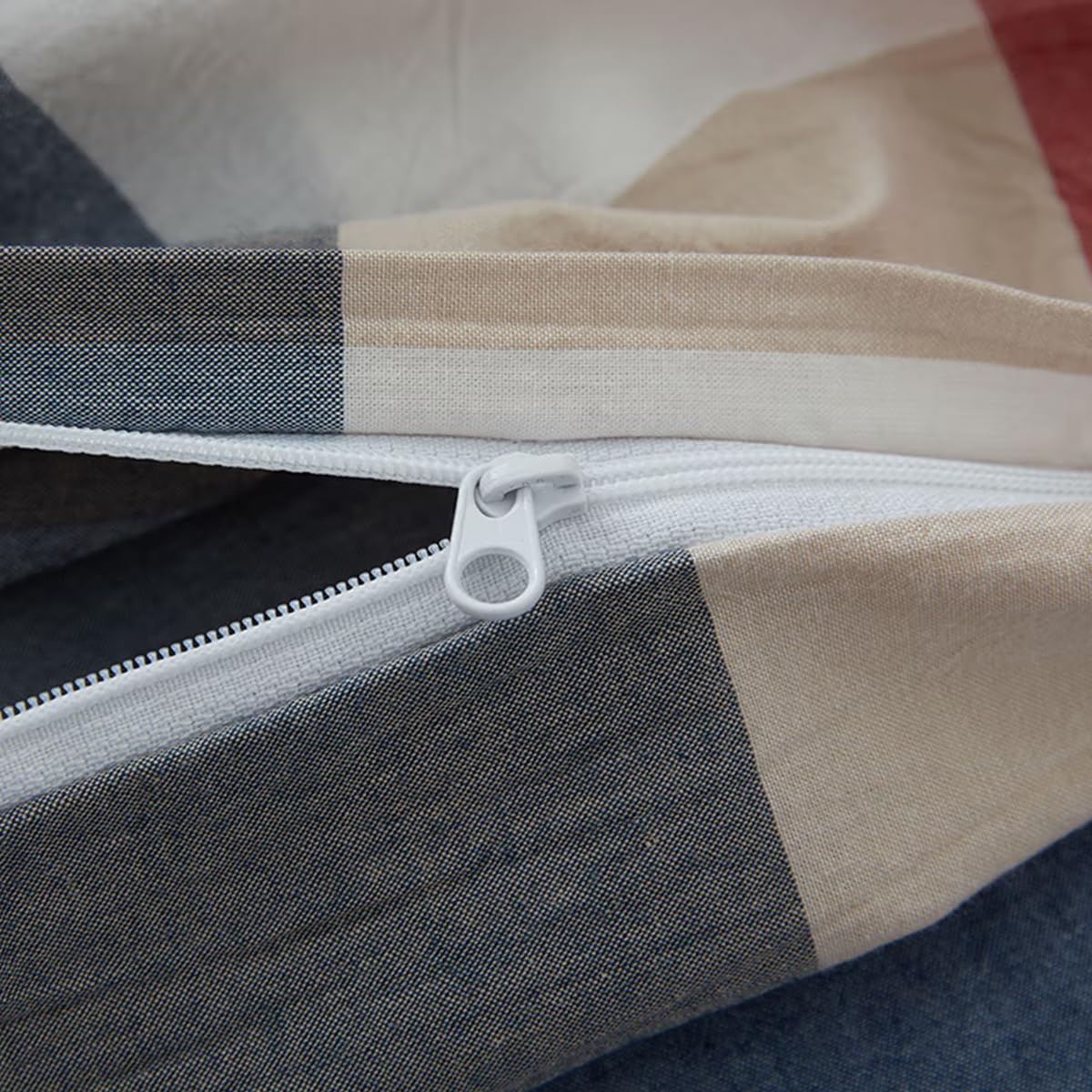 Detalle 2 de Nesture Bettwäsche 135x200 Baumwolle 4-teilig kariert bunt – 100% gewaschene Baumwolle, bügelfrei