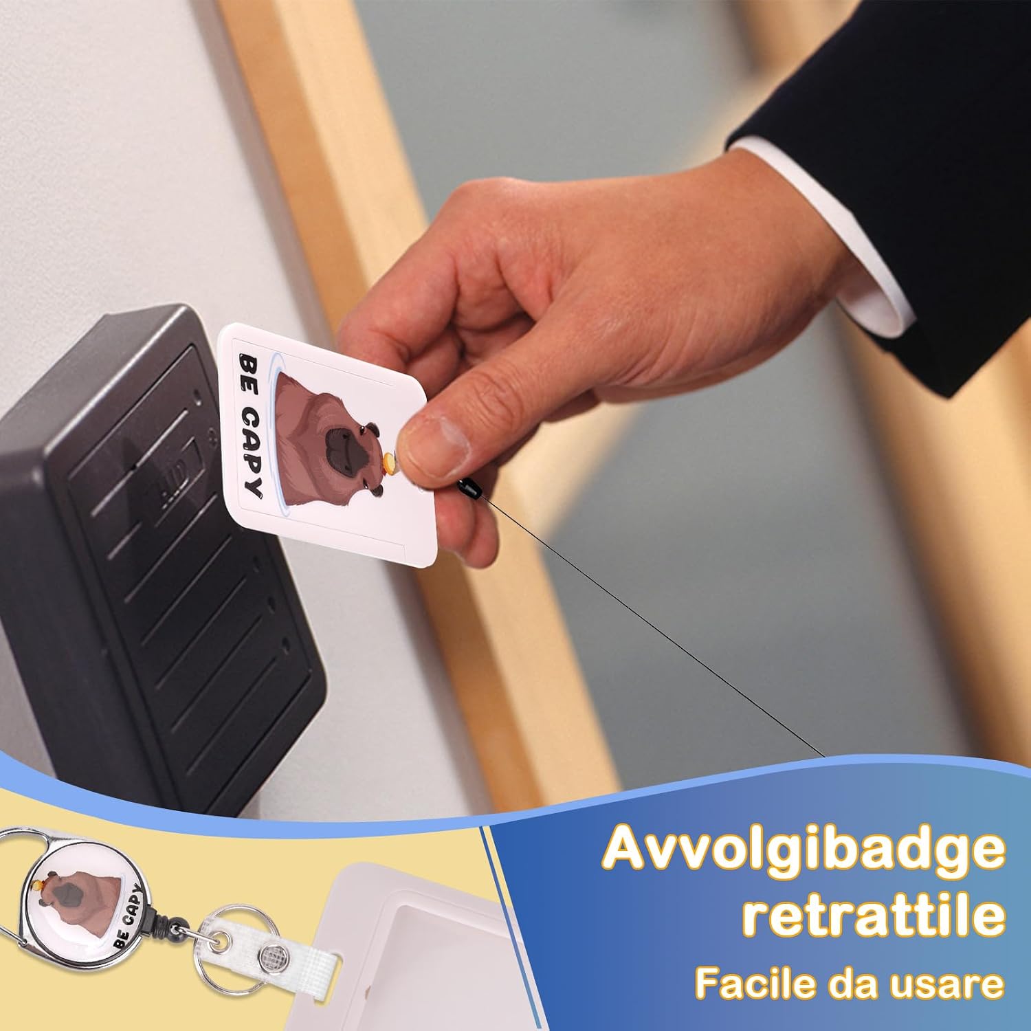 Thumbnail 5 de Porta badge identificativo con cordino staccabile e bobina retrattile — design felino e funzionalità pratica