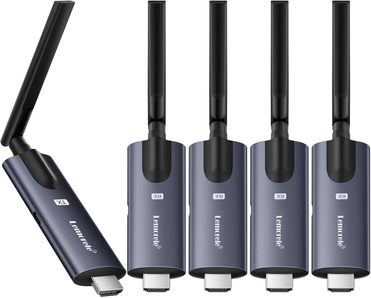 Detalle de Lemorele Wireless HDMI Transmitter and Receiver (Aluminum Alloy, 5Ghz up to 656ft, 1080P 60Hz) — 1TX+4RX