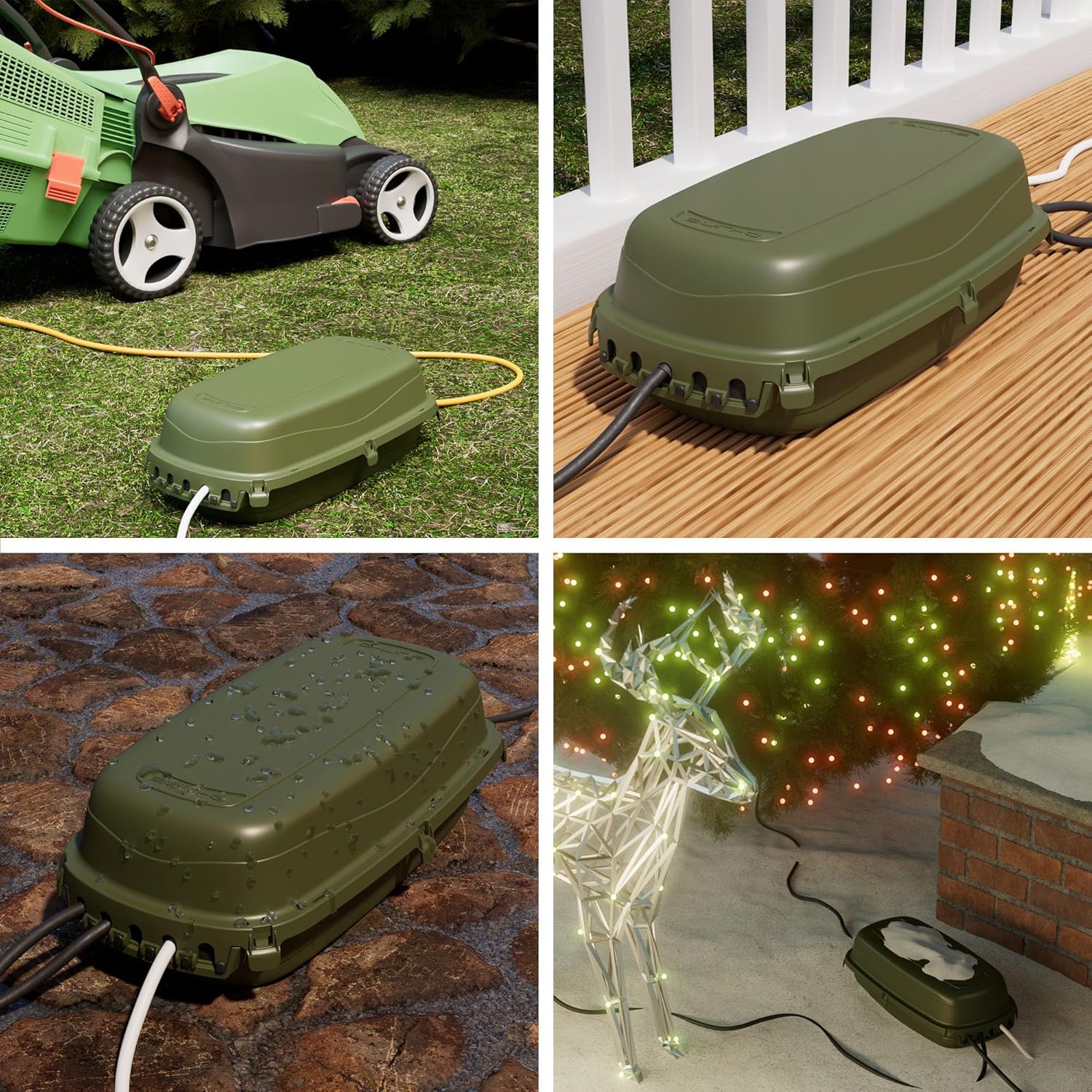 Detalle de Boîtier étanche pour multiprise D-Line IP54 (cotes internes 290 × 125 × 110 mm) – couleur vert