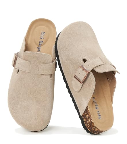 Detalle de Meik Mangni Wildleder Clogs mit Arch Support – Beige, Gr. 38 EU