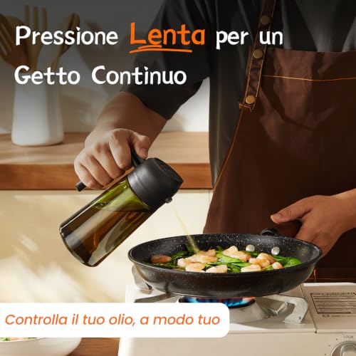 Detalle de TrendPlain Spruzzino Olio per Friggitrice ad Aria 470 ml – Oliera Spray 2 in 1, Nero
