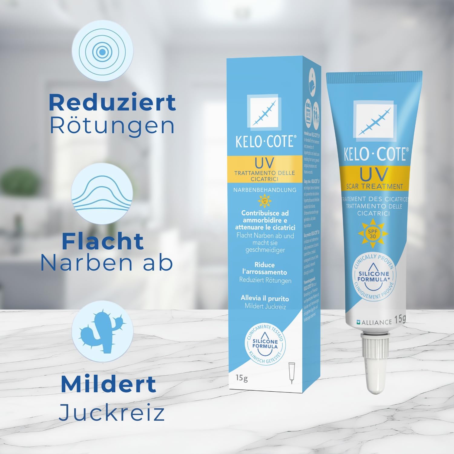 Detalle de KELO-COTE UV SPF30 Silikon-Narben-Gel 15 g – Schutz und Glättung für Narben