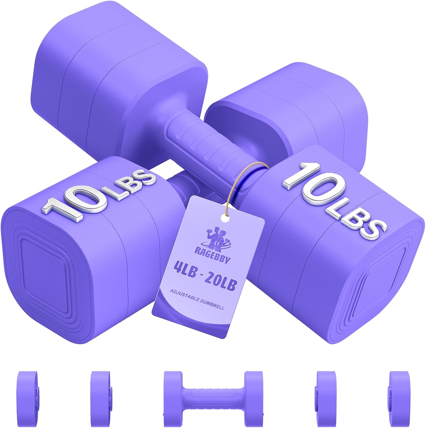 Detalle de Ragebby Adjustable Dumbbell Set, ABS Plastic