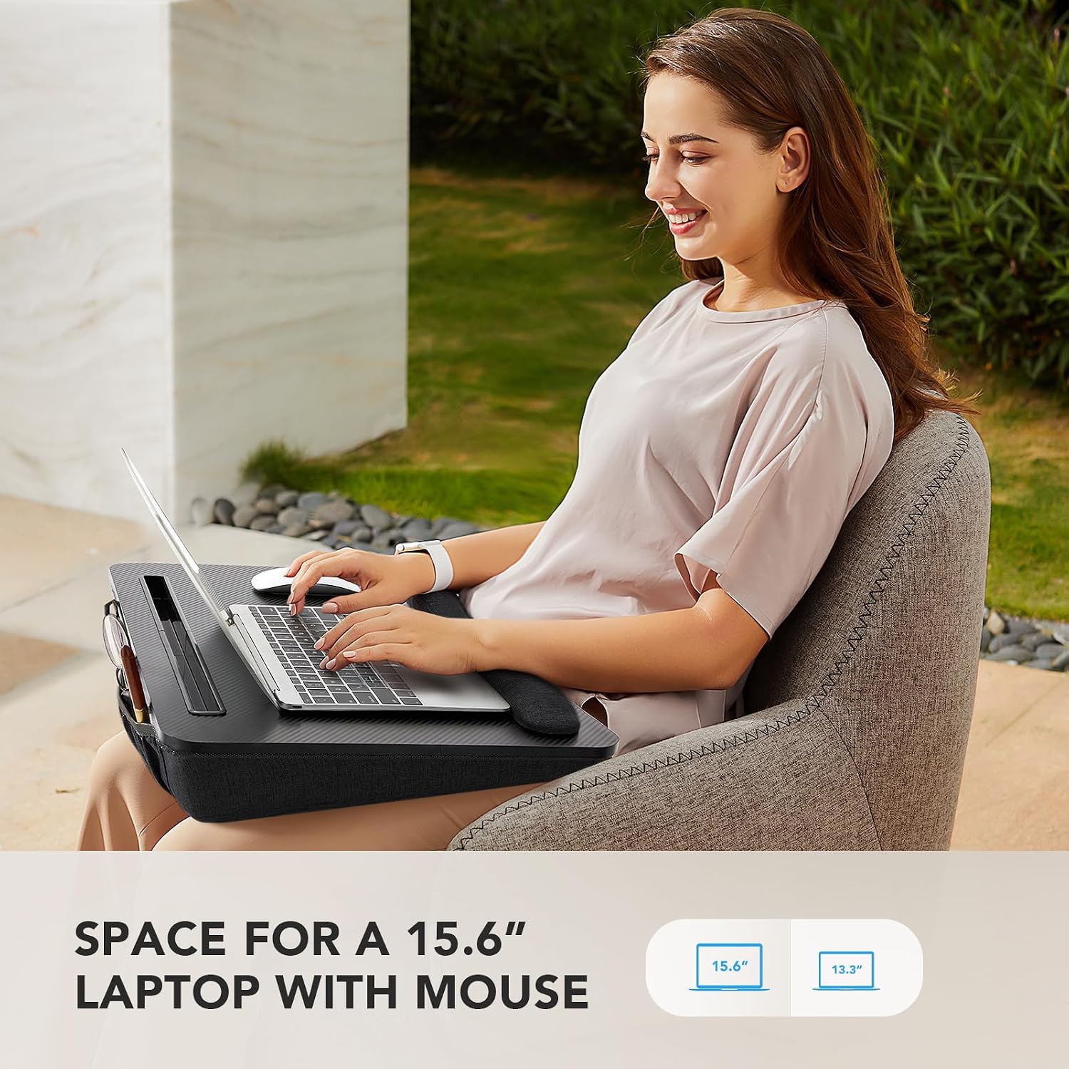 Detalle de HUANUO Laptop Lap Desk with Cushion, Fits up to 17-Inch Laptops, Black