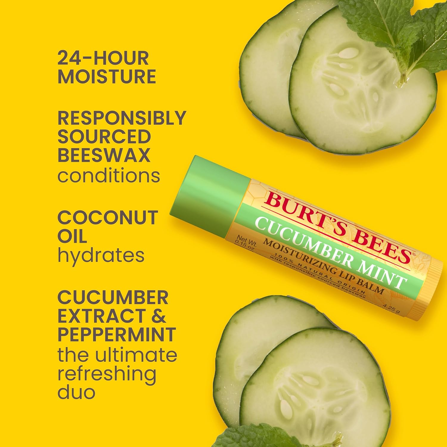 Detalle 2 de Burt’s Bees Easter Basket Stuffers Lip Balm (Beeswax, Cucumber Mint, Coconut & Pear, Vanilla Bean) — 4 Tubes, Tint-Free