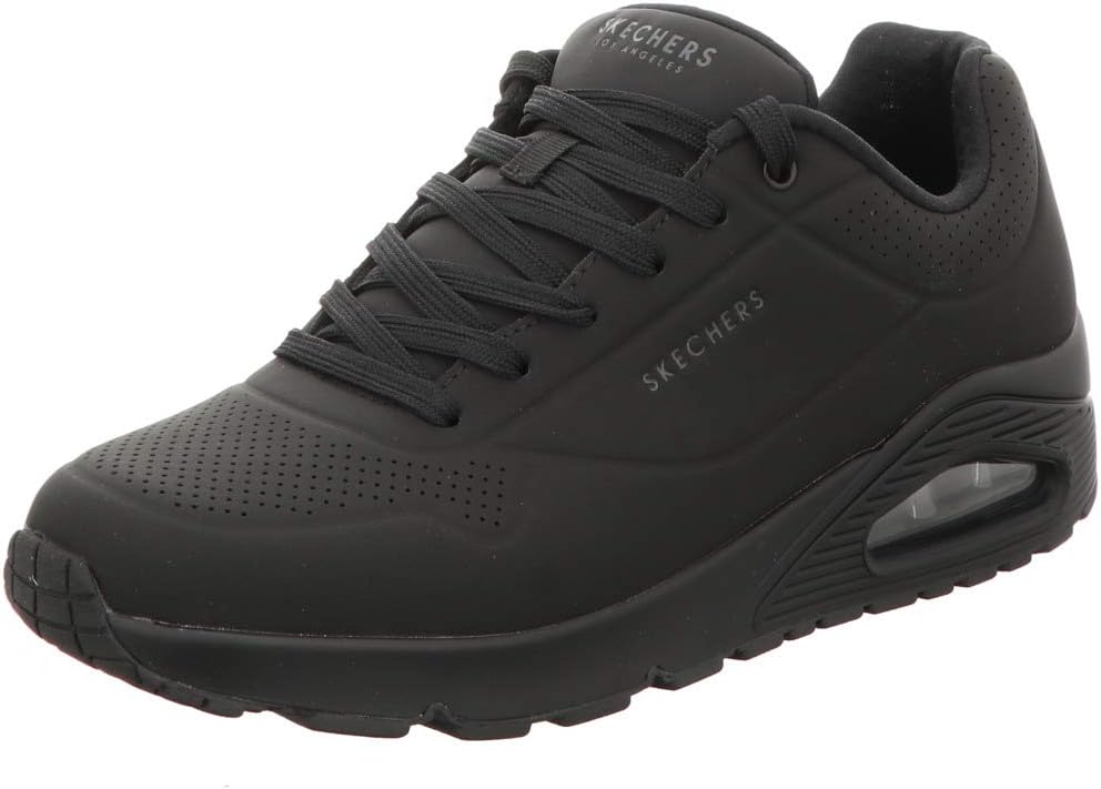 Detalle de Skechers Herren Uno Stand On Air Turnschuhe – Schwarz Durabuck/Trim, Größe 43 EU
