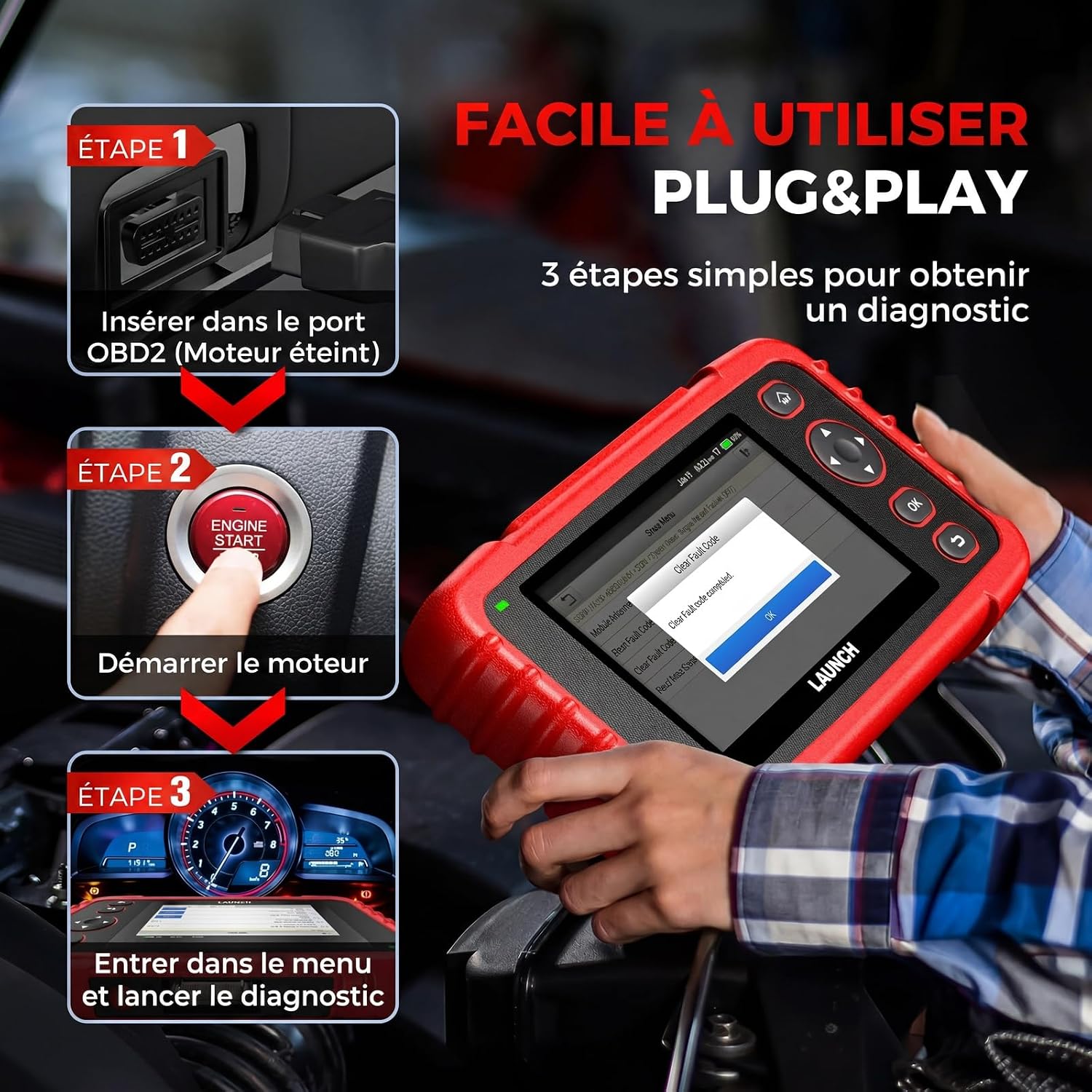 Detalle de LAUNCH CRP123X V3.0 64G – Appareil de diagnostic OBD2 multi-système pour toutes marques