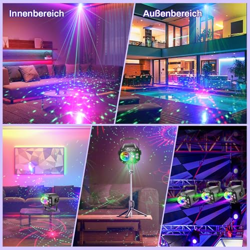 Detalle de Nauotk 5 in 1 Diskolicht Partylicht – Musikgesteuerte Discokugel mit 64 Effekten