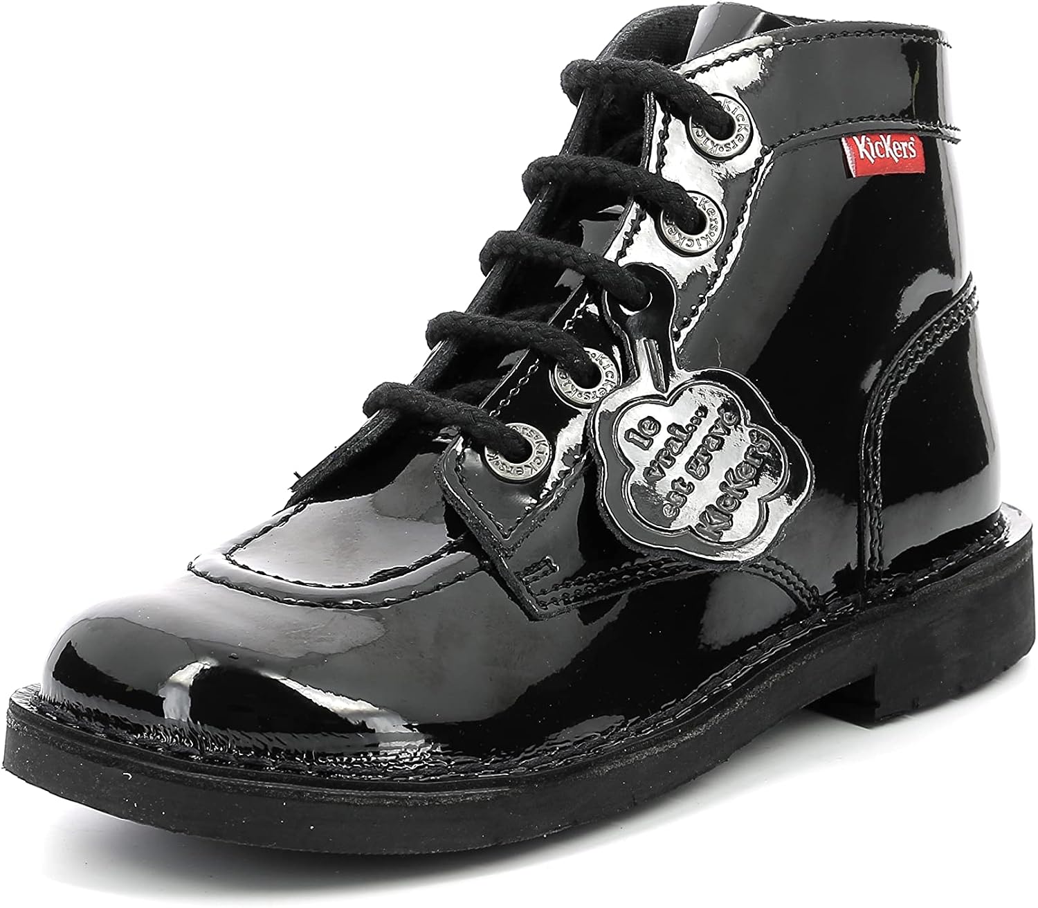 Detalle de Kickers Col Bottillon Fille Noir 34 — Confort et style enfant, fermeture par cordons