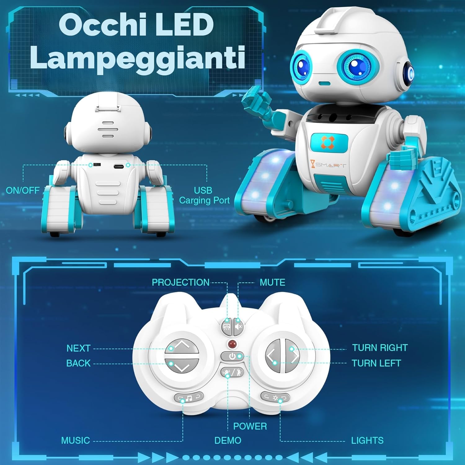 Thumbnail 6 de Subtail Robot Bambini con proiezione stellata e controllo gestuale/telecomando