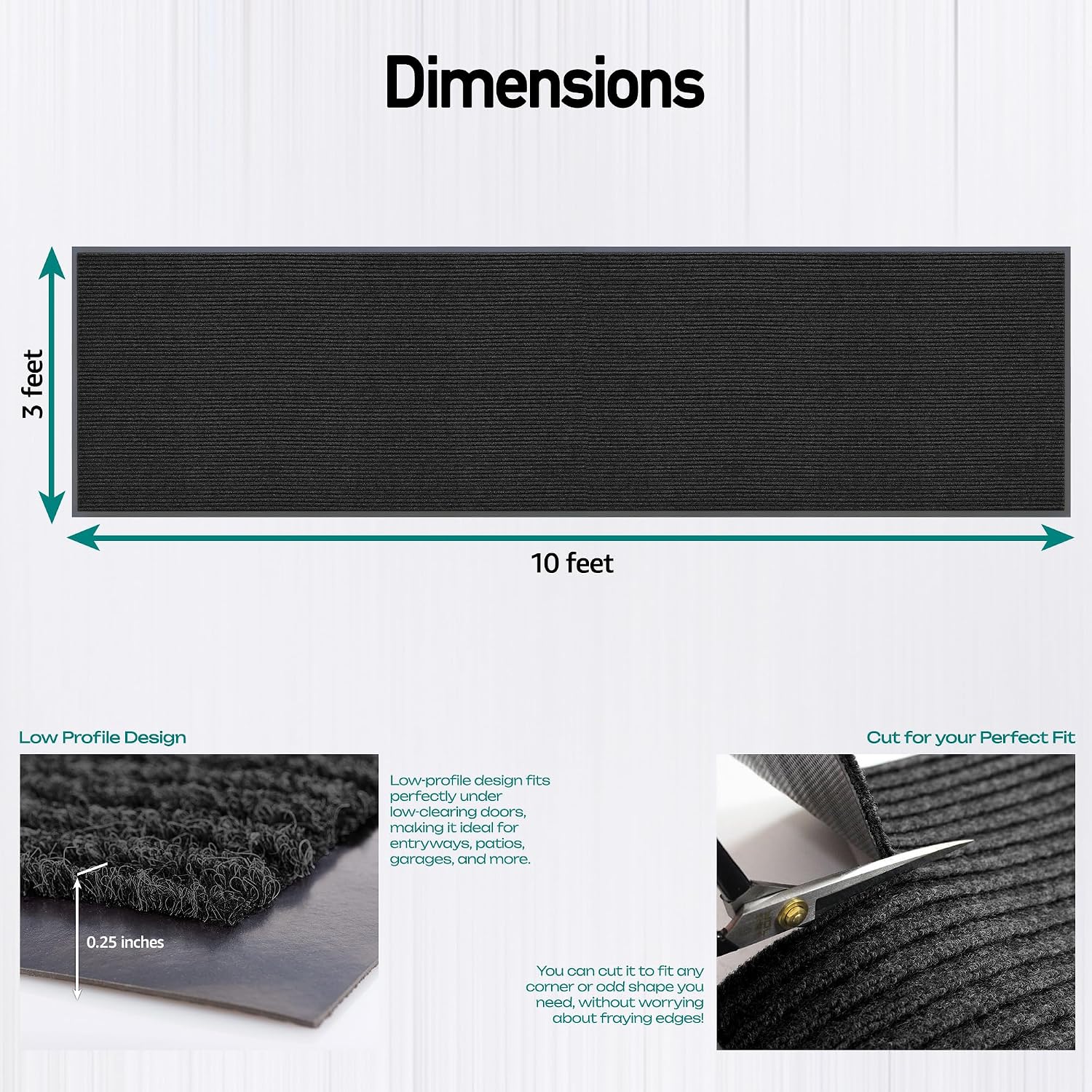 Detalle 2 de MaxMat Commercial Grade Entry Mat, 3 x 10 Feet (Black) – Heavy Duty Indoor/Outdoor