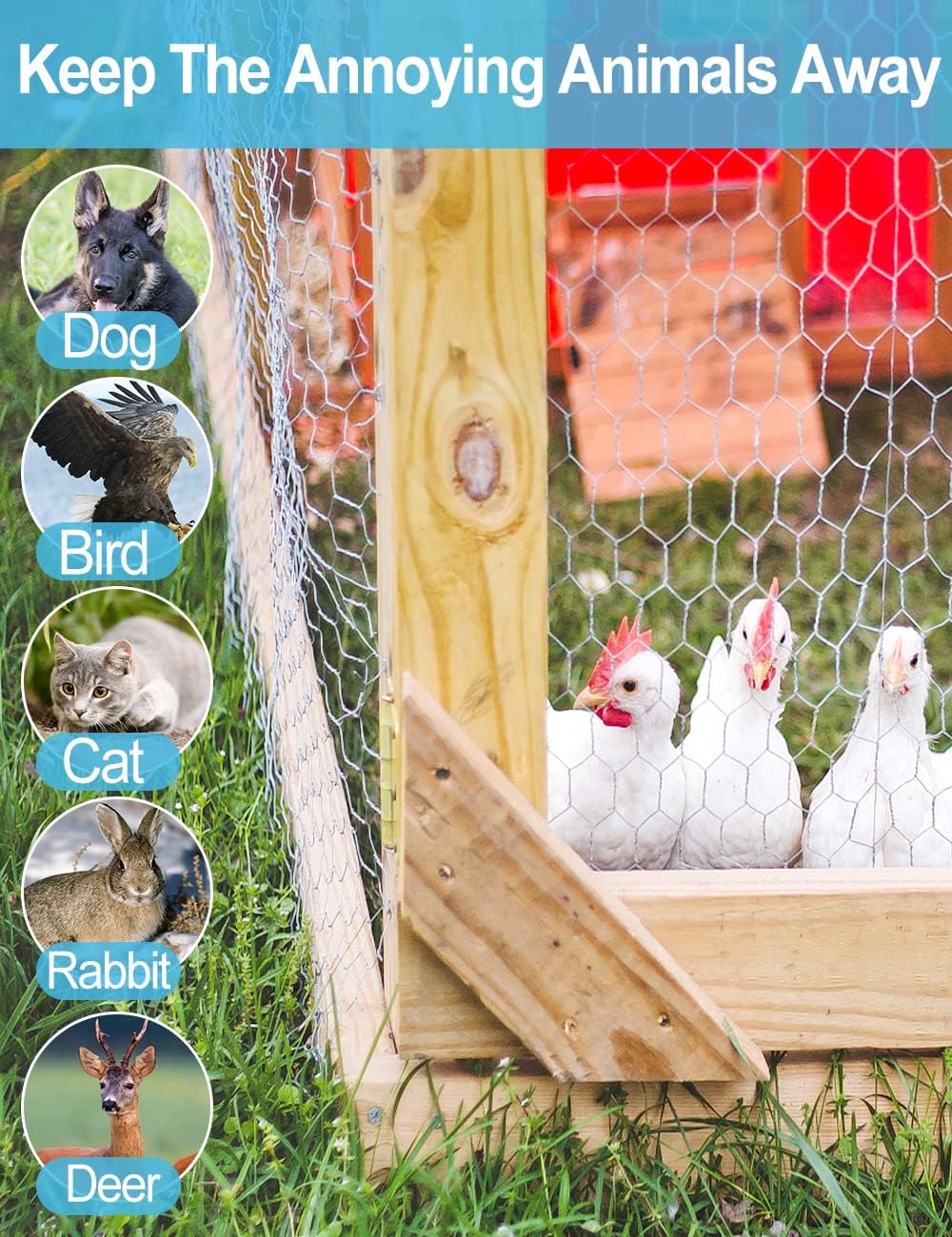 Detalle de TOYPOPOR Chicken Wire 40cm x 10m: Outdoor Anti-Rust Hexagonal Galvanized Fence for Gardens