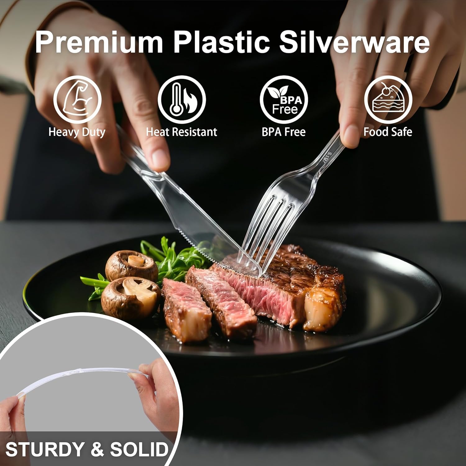 Thumbnail 2 de BYSNOW 360-Count Extra Heavy-Duty Plastic Silverware (BPA-Free, Heat-Resistant) for Parties & Everyday Use