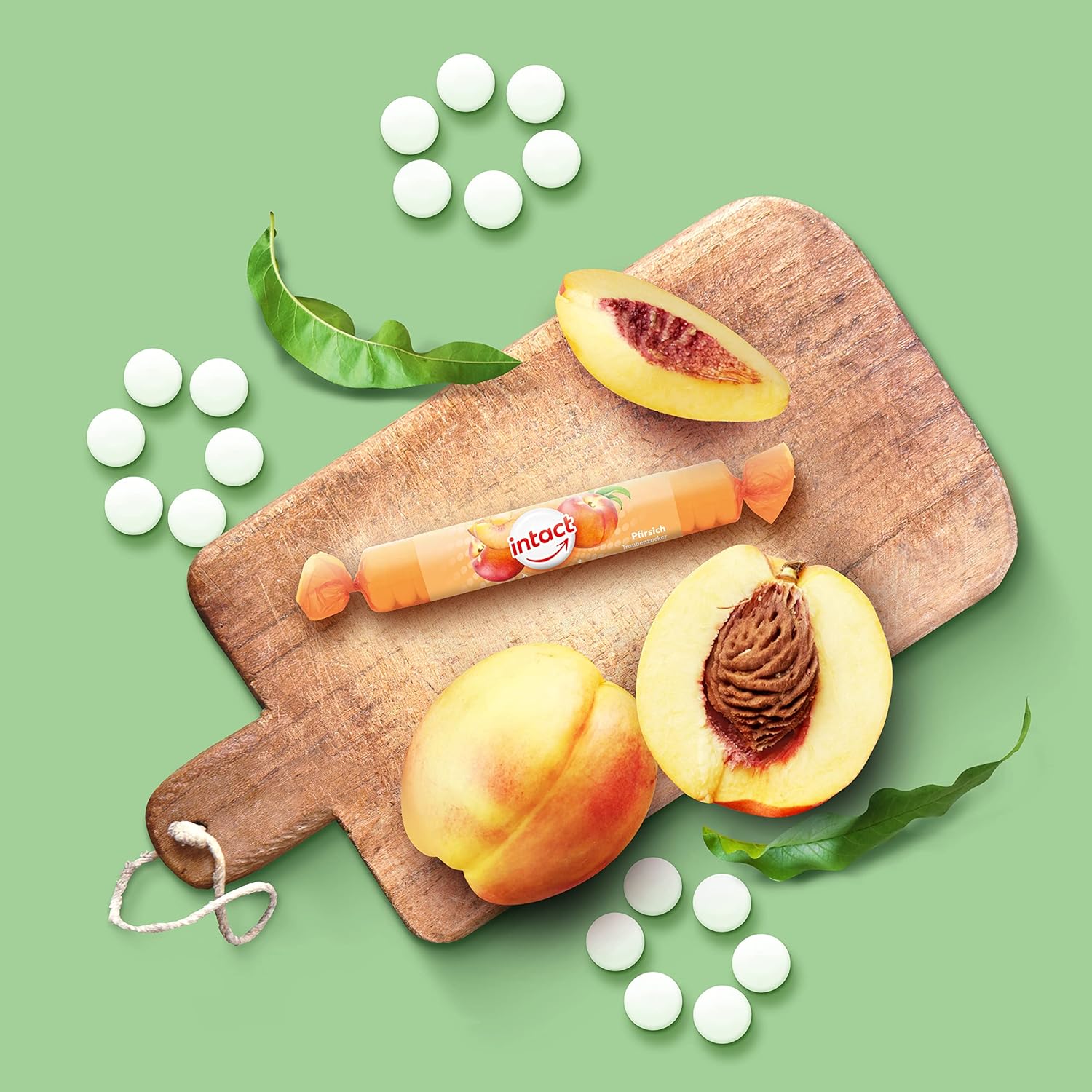 Detalle de Intact Traubenzucker Rolle Pfirsich – 15 St. (15 x 40 g) vegan