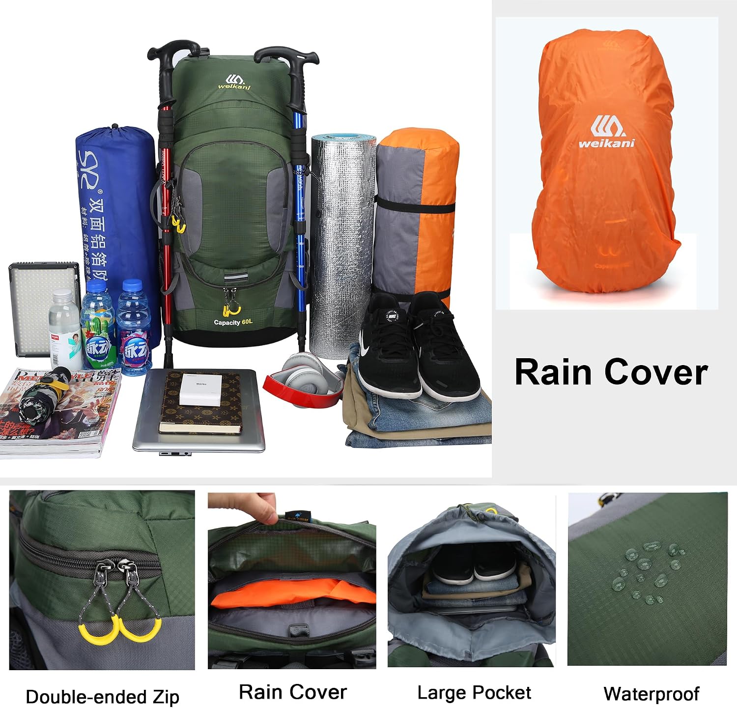 Detalle 2 de Mxaeyar 60L hiking backpack 60L