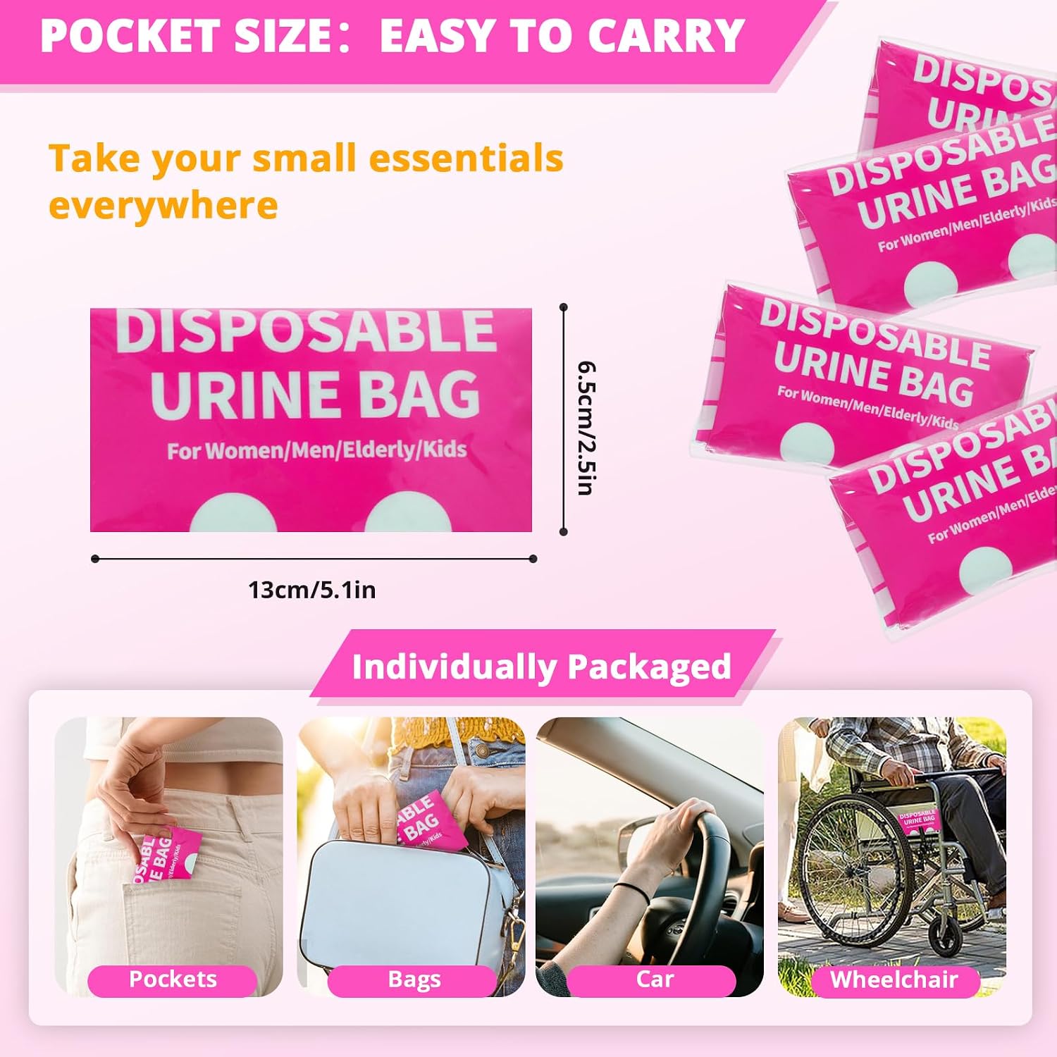 Thumbnail 4 de HOKINETY Urinebag Disposable Travel Urinal Bags, 900 mL, 12-Pack