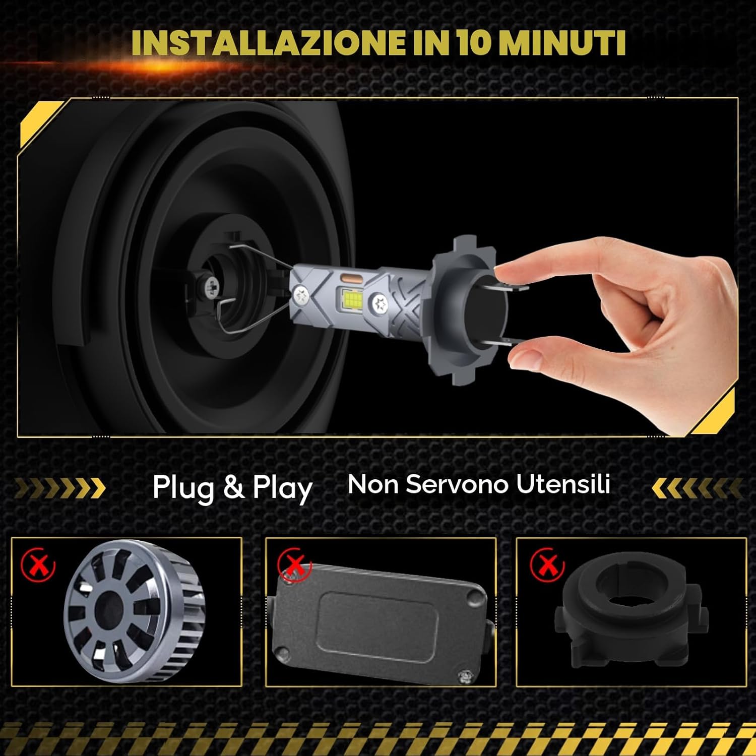 Detalle de Lampadine LED KOYOSO H7 Plug & Play 100W 22.000 lm 6500K (confezione da 2) per fari auto