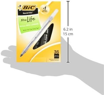 Detalle de BIC Round Stic Xtra Life Black Ballpoint Pens (144 Pack) — Ultra Long Lasting & Smooth Writing