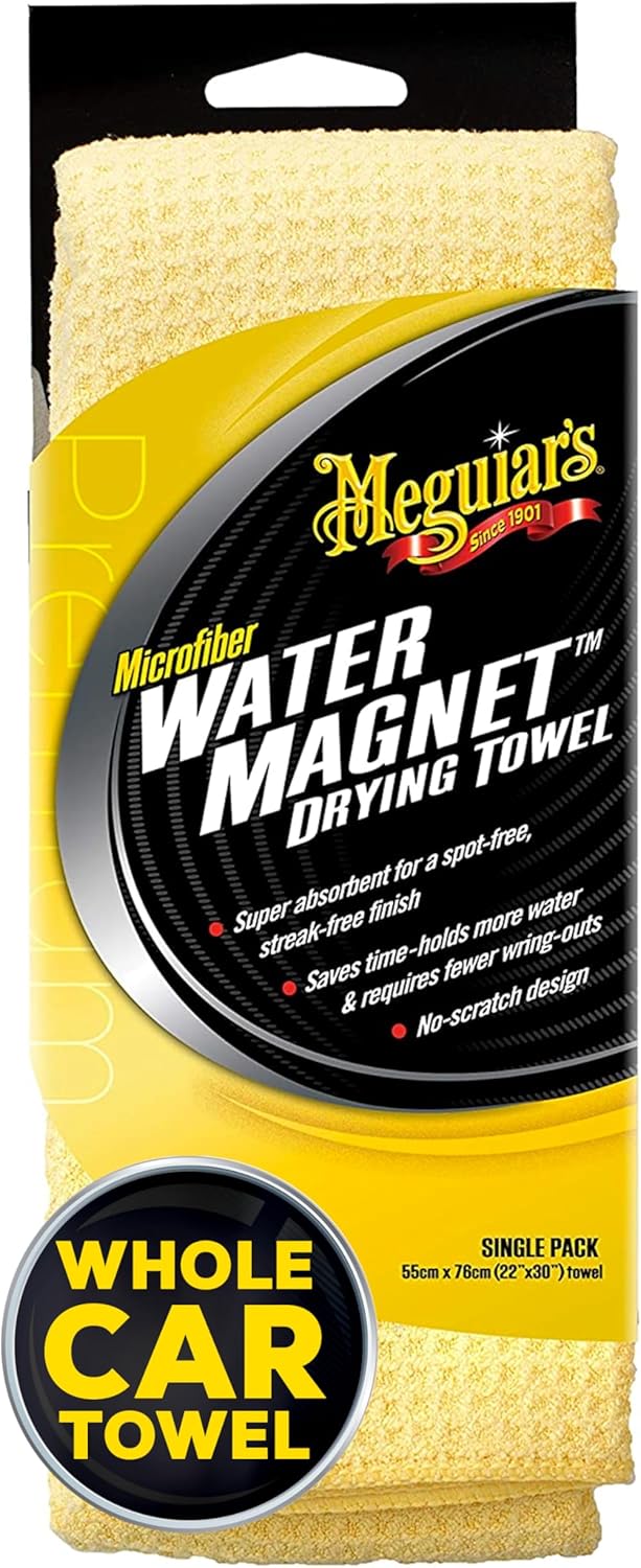 Detalle de Meguiar’s Water Magnet Microfiber Drying Towel (22" x 30"), Super Plush Scratch-Free Car Drying Towel, 1 Pack