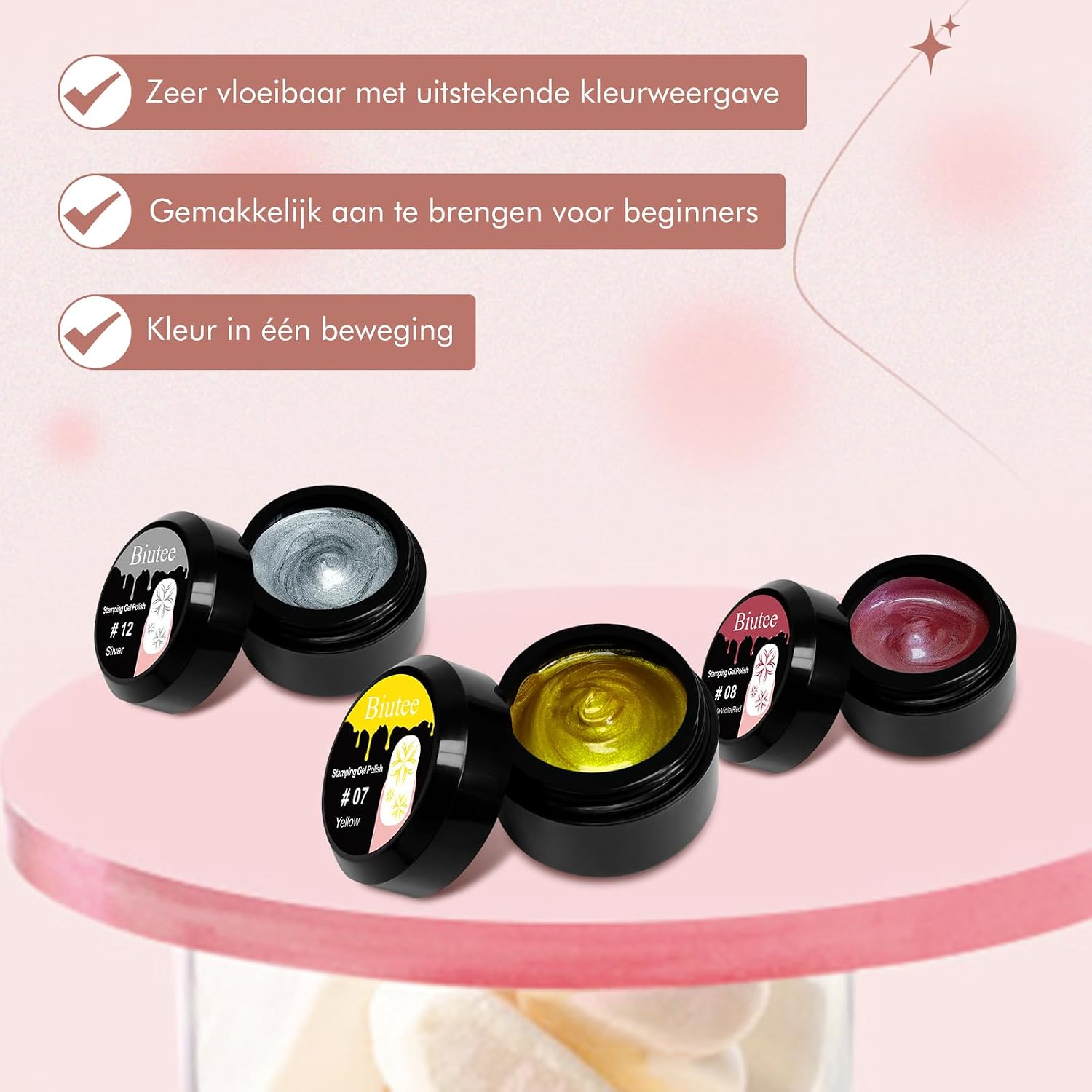 Thumbnail 3 de Biutee Stamping Gel Polish, 12 kleuren stempelgel voor nagels, 8 ml
