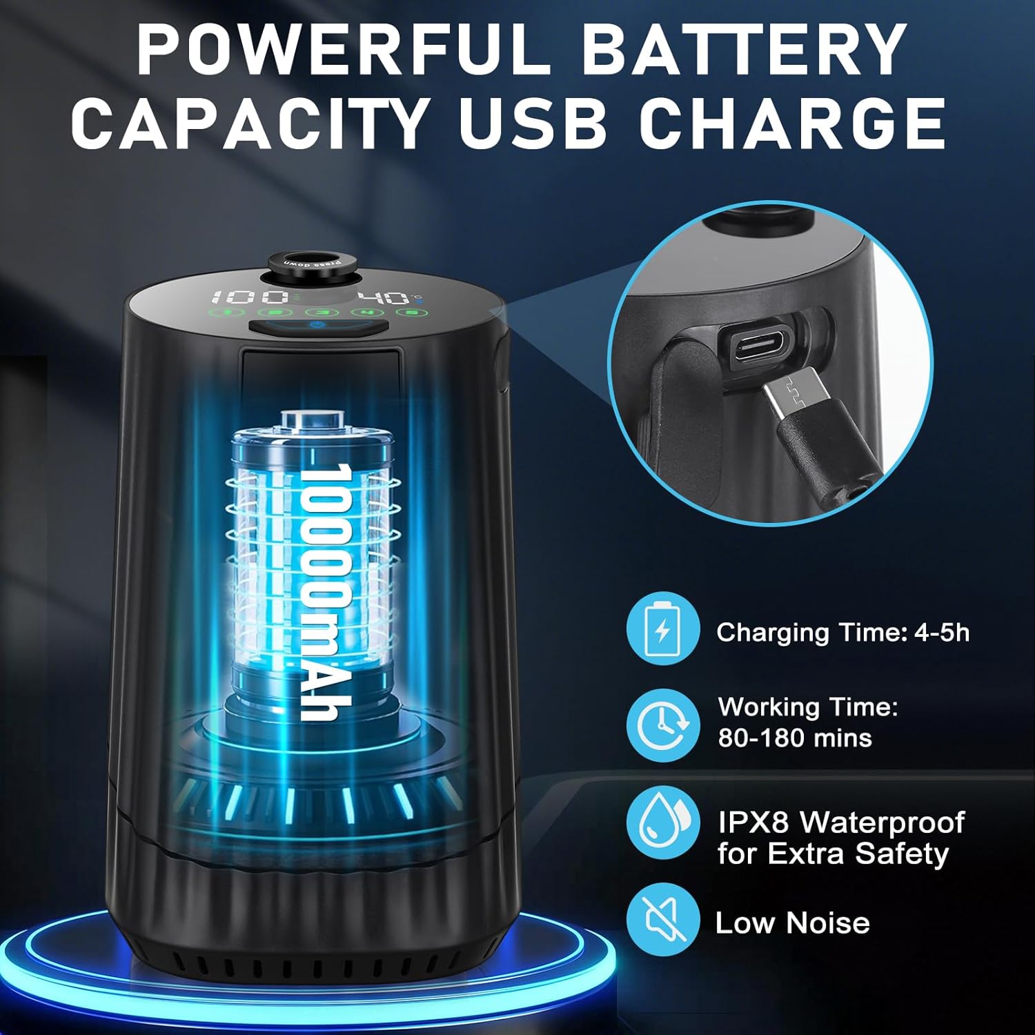 Thumbnail 1 de Tipkook Portable Shower (10,000mAh) – rechargeable camping shower pump with LED display and IPX8 protection