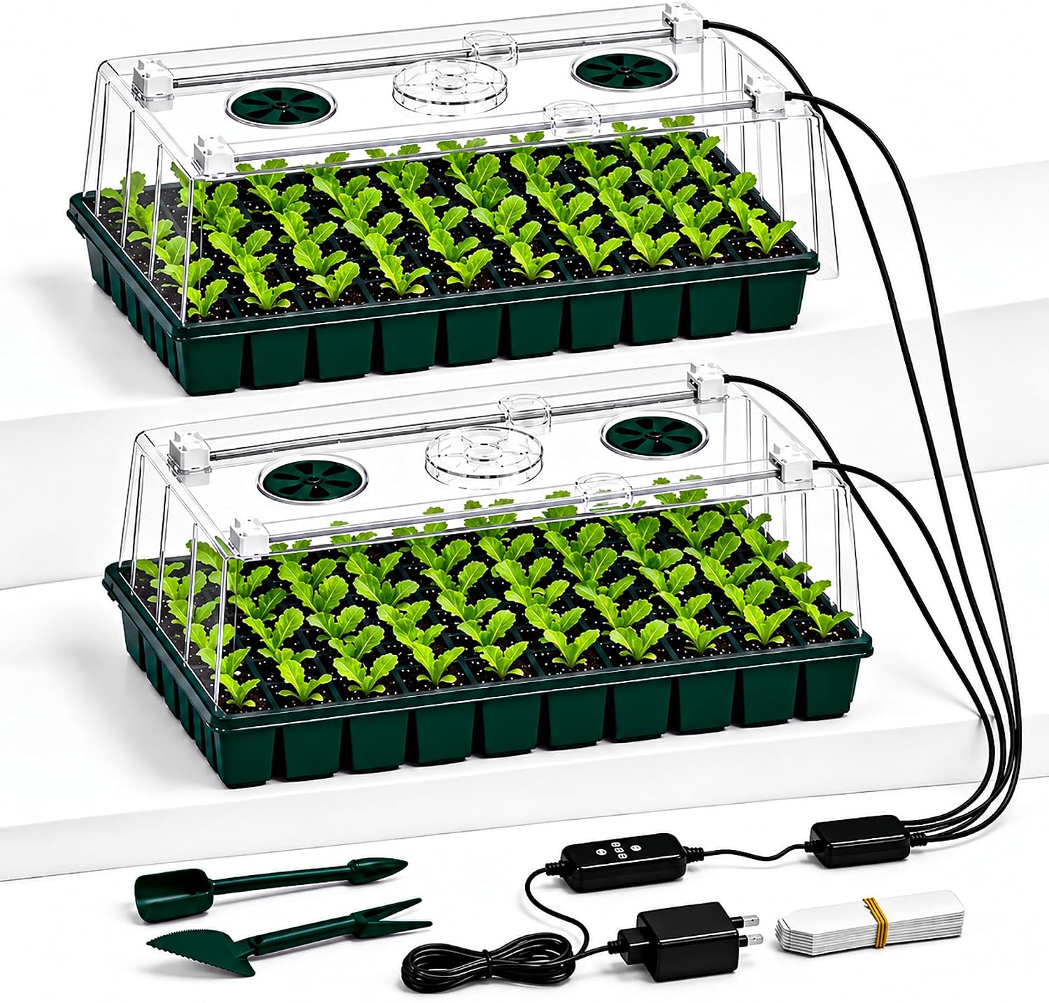 Detalle de PlantaPulse YMH-02 120-Cell Seed Starter Tray with Full-Spectrum Grow Light