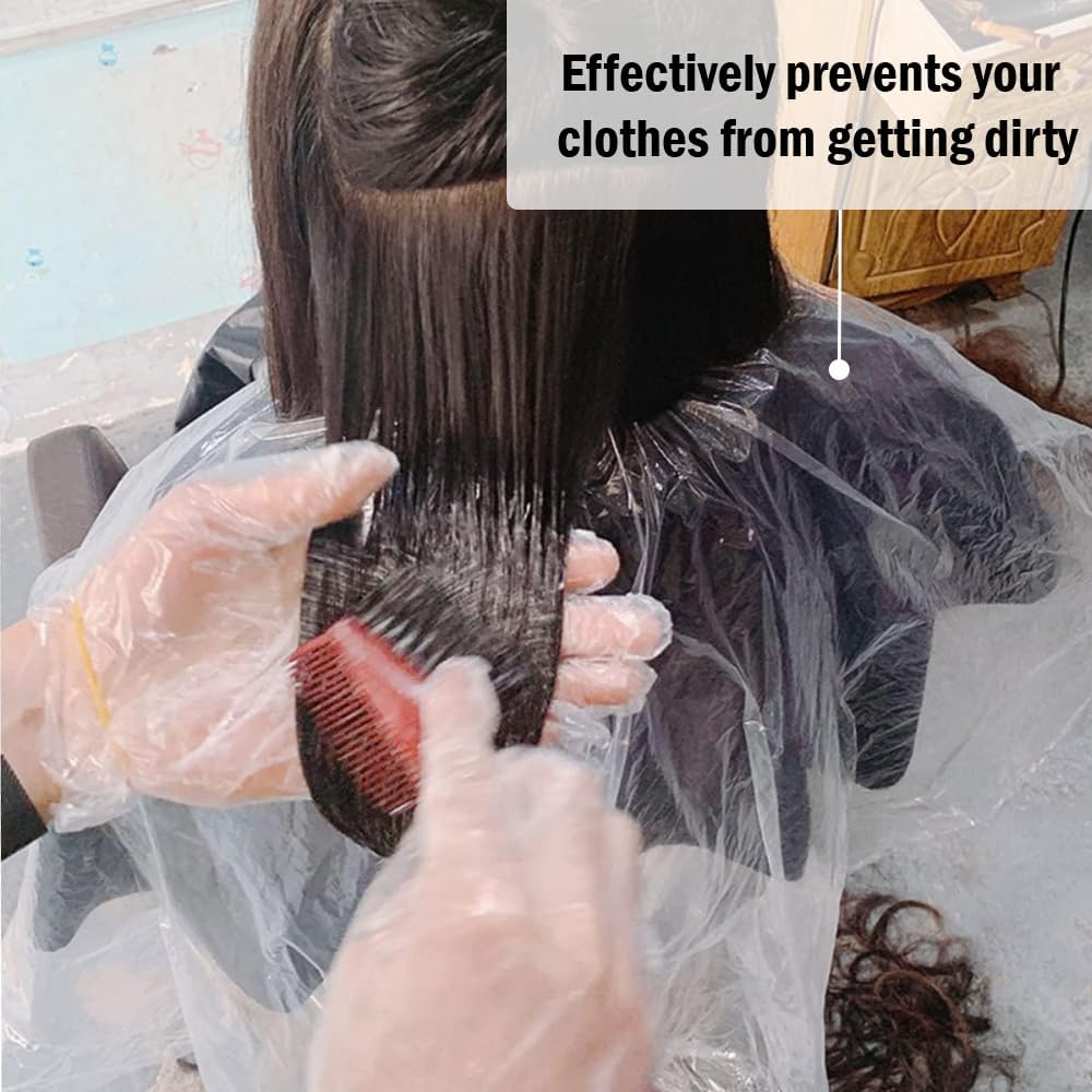Detalle de Bhogmeg 100 Pcs Disposable Hair Capes 60 x 90cm – Waterproof Plastic Hairdressing Shawls
