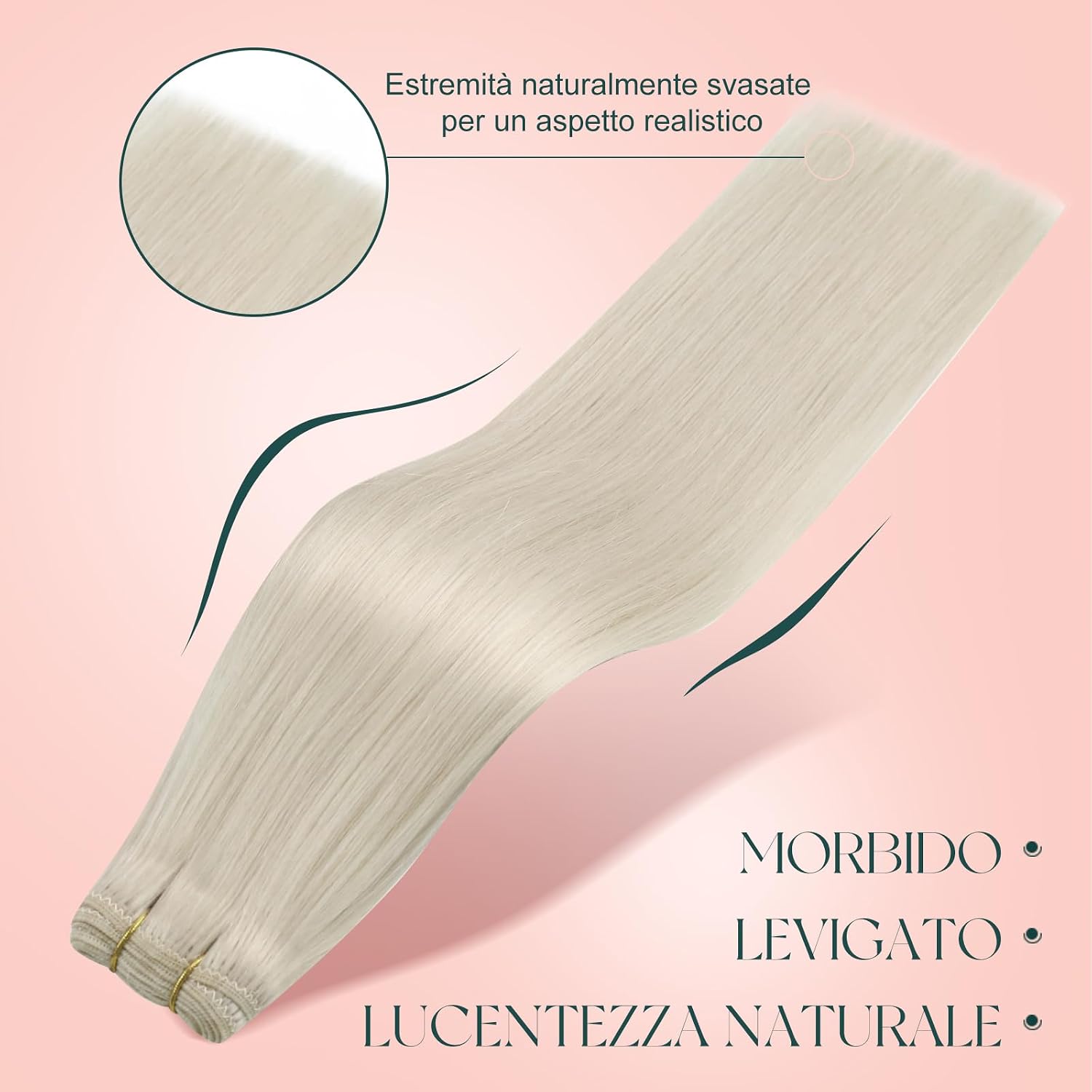 Detalle de Easyouth Weft Remy Hair Extension 100g – Bianco Biondo 55 cm