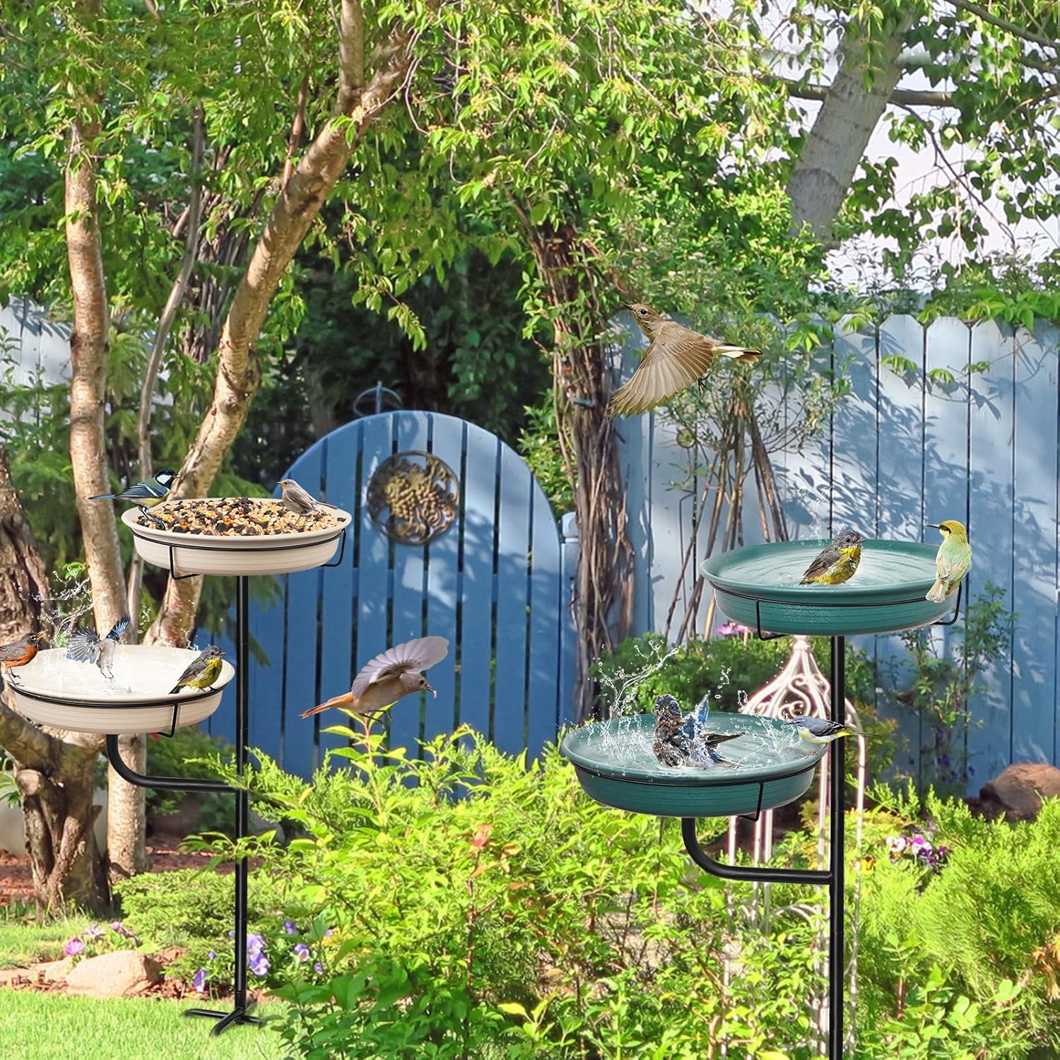 Thumbnail 6 de Vogeltränke Vogelbad Schale stehend – freistehende Vogelbad-Schüssel für den Garten (grün)