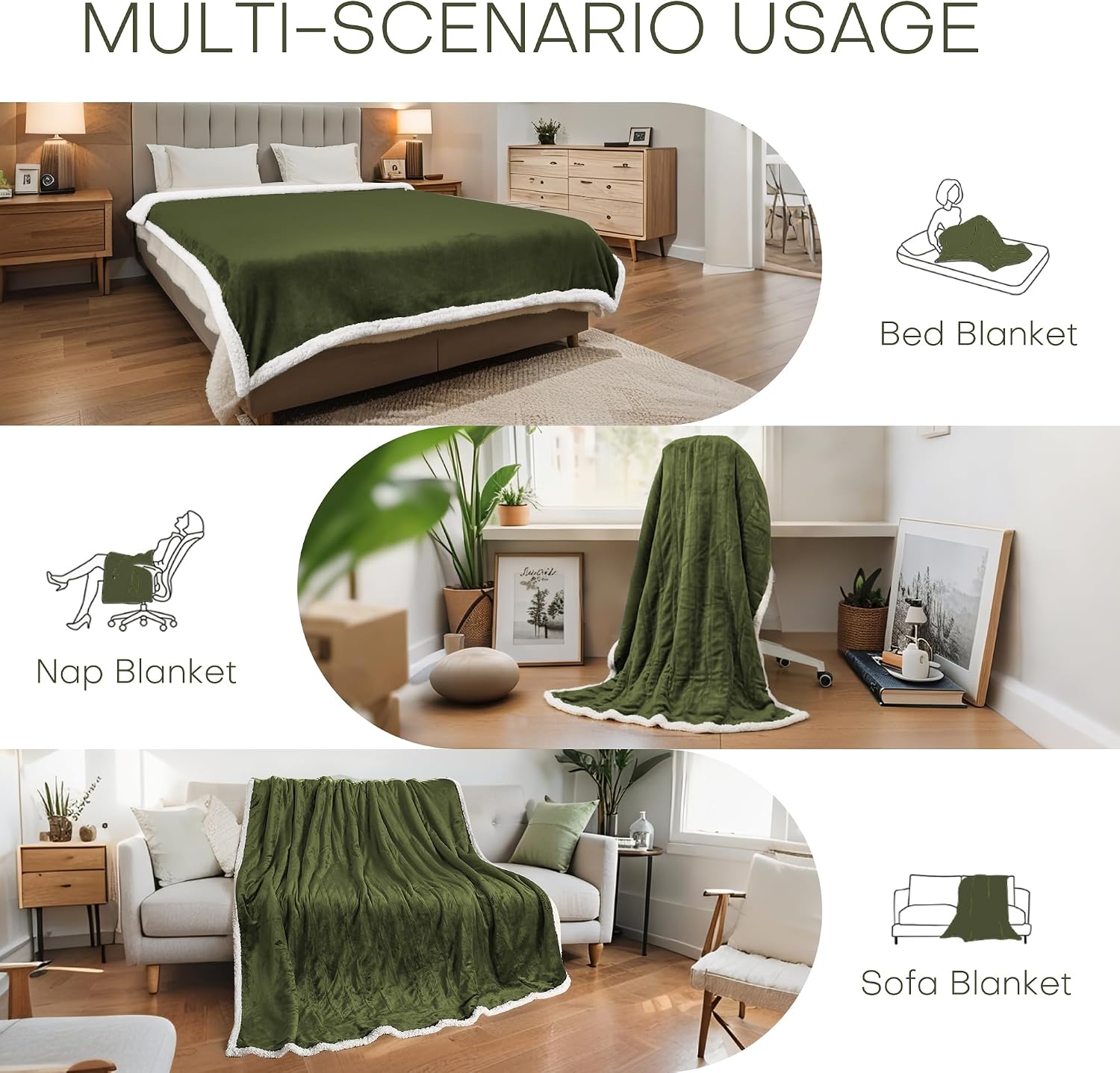 Thumbnail 3 de Olive Green Electric Heated Blanket 72"x84"