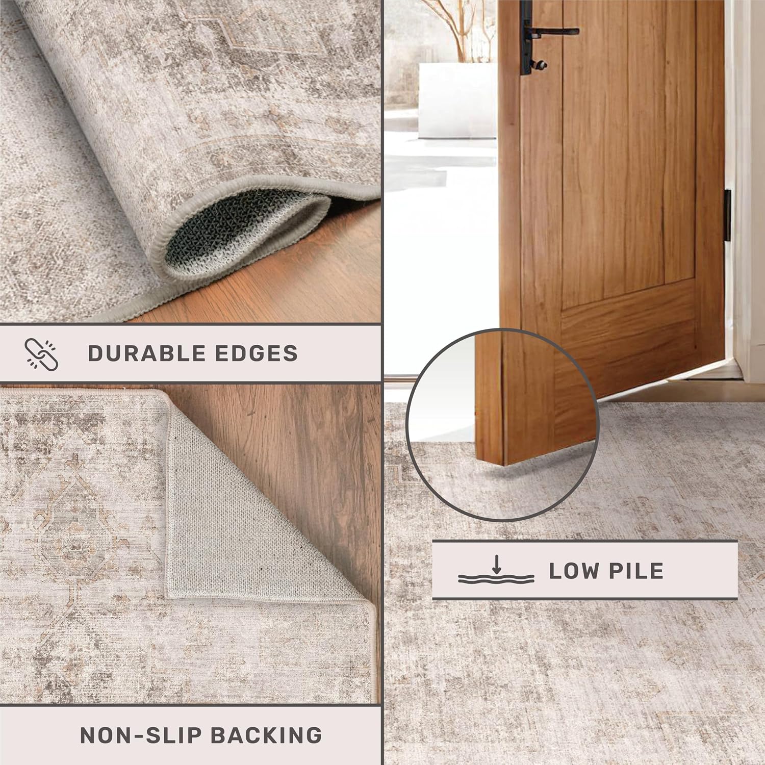 Thumbnail 4 de Hazo Haus Farmhouse 8x10 Area Rug: Washable, Stain-Resistant & Non-Slip for Modern Living