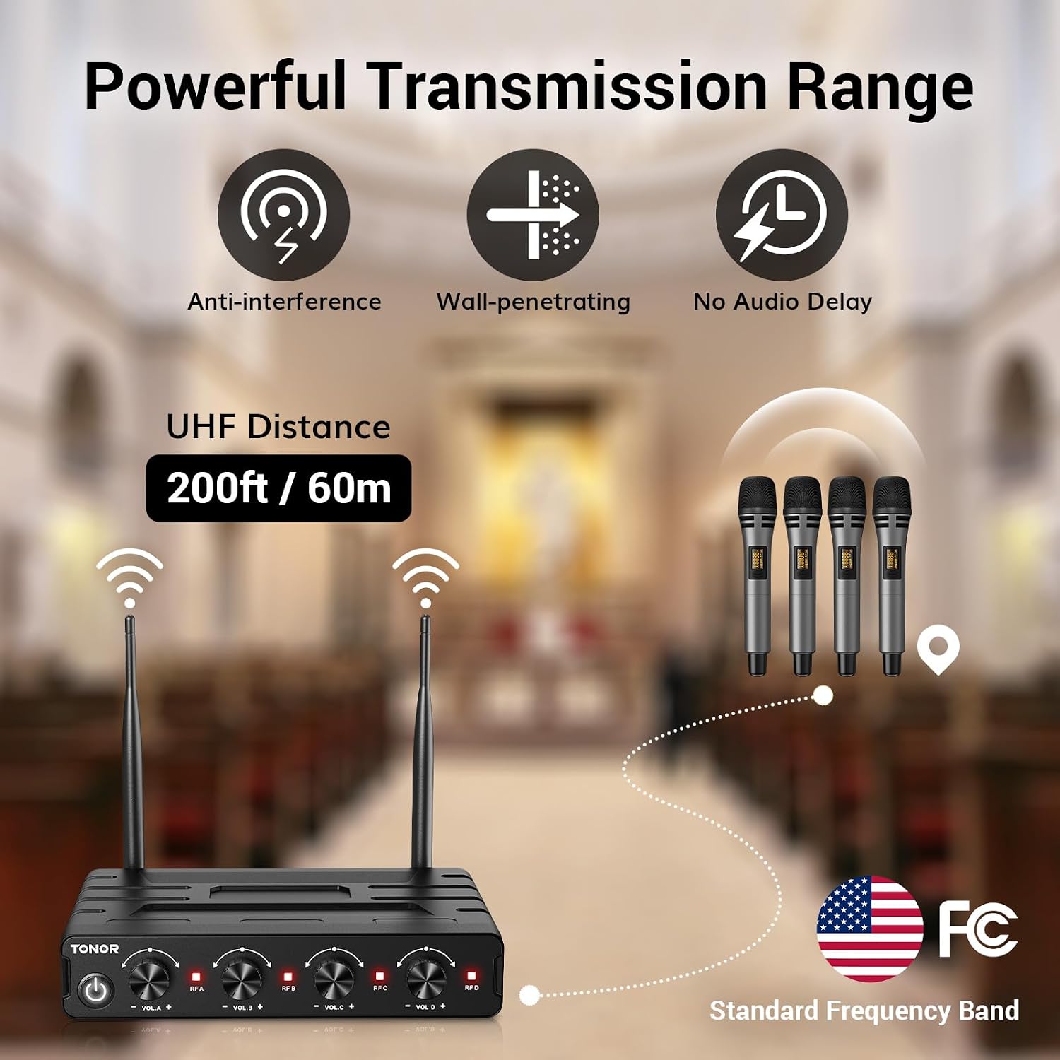 Detalle de TONOR Wireless Microphone System 200ft Range