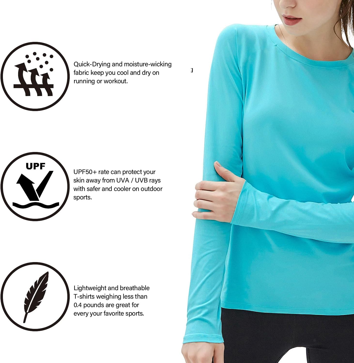 Thumbnail 2 de WISMBOX women’s long sleeve rash vest with UPF 50+ quick-dry UV protection