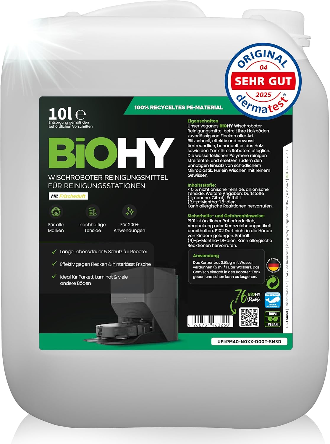 Detalle de BiOHY dweilrobotreiniger voor reinigingsstations, 10 liter, schuimarm concentraat