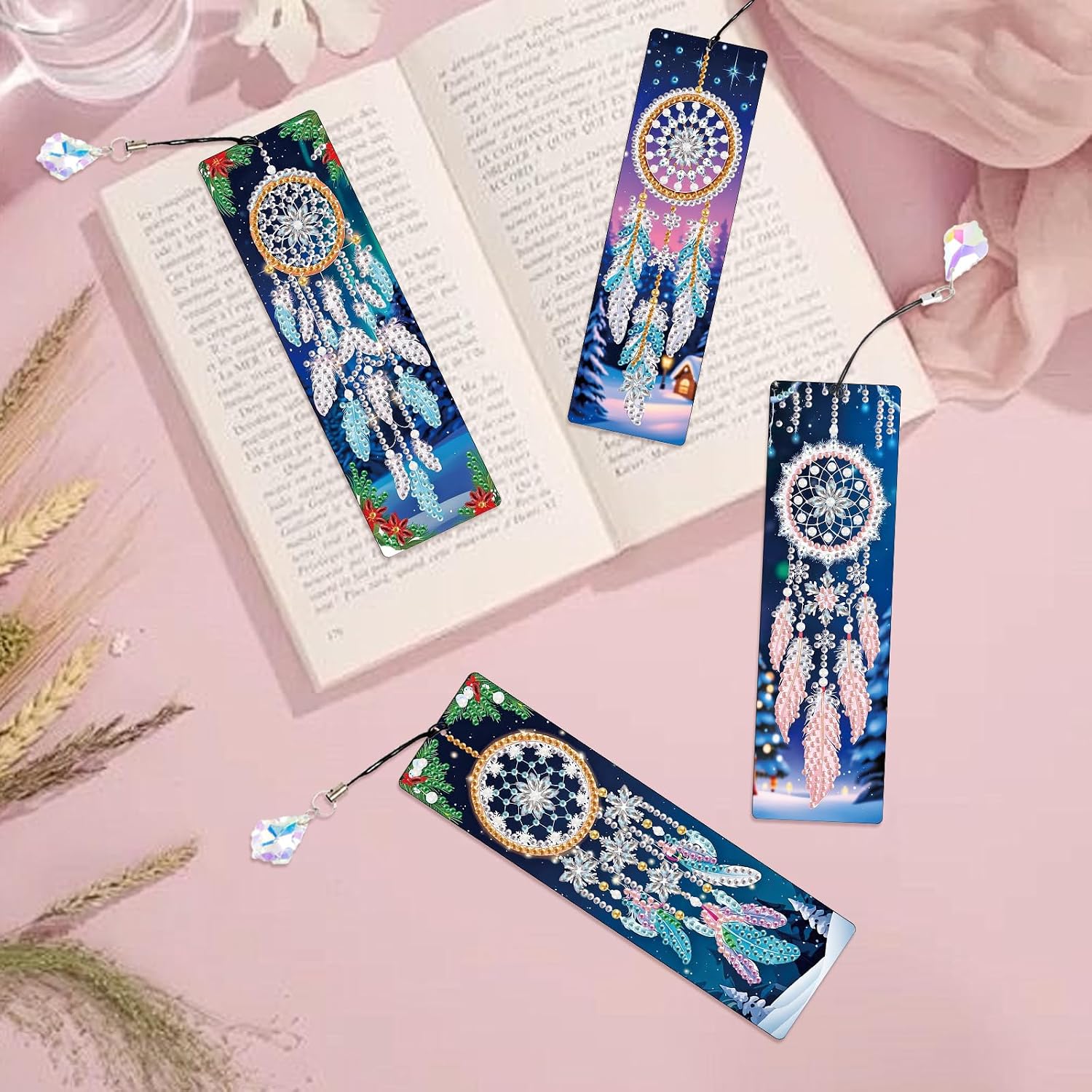 Detalle 1 de 5D Diamond Painting Bookmarks, 4-Piece Set