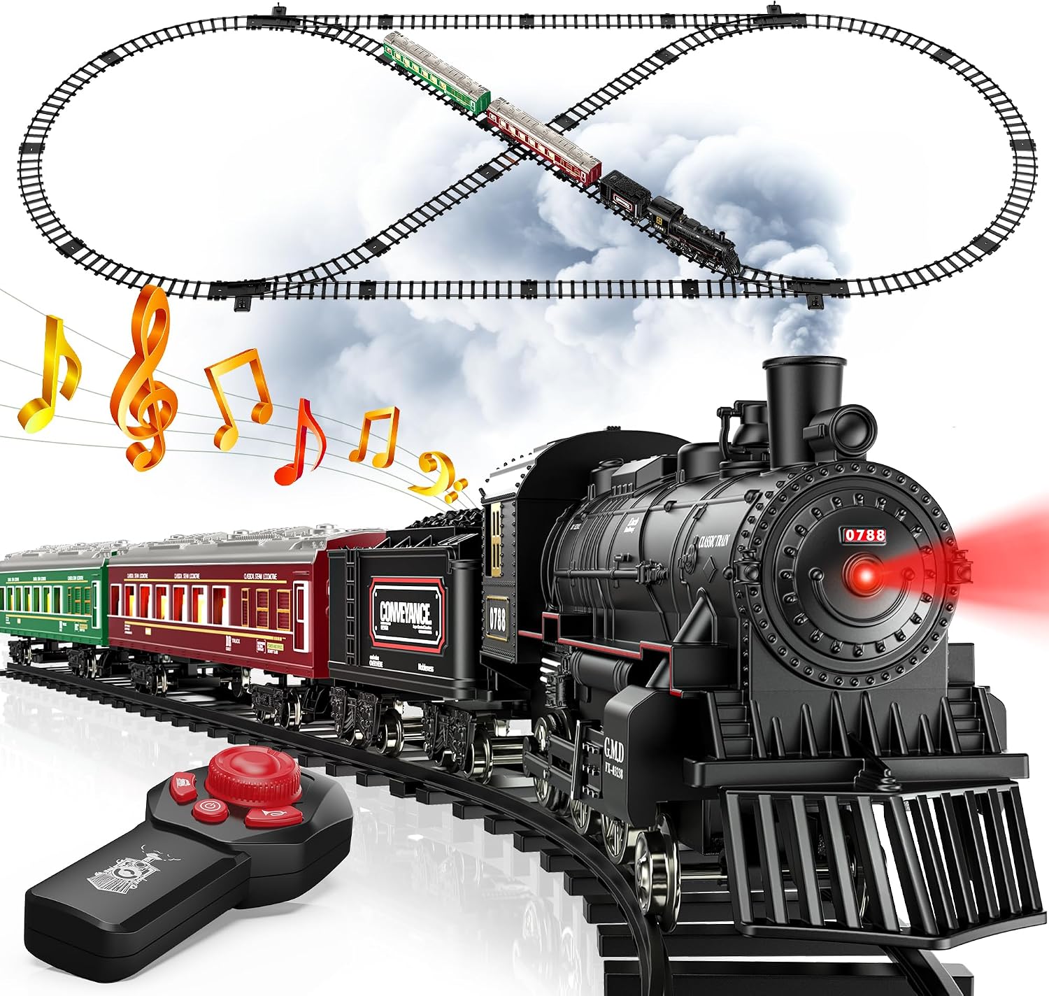Detalle de Hot Bee HL-rc Remote-Control Train Set with Metal Engine, Smoke and Light-Up Cars