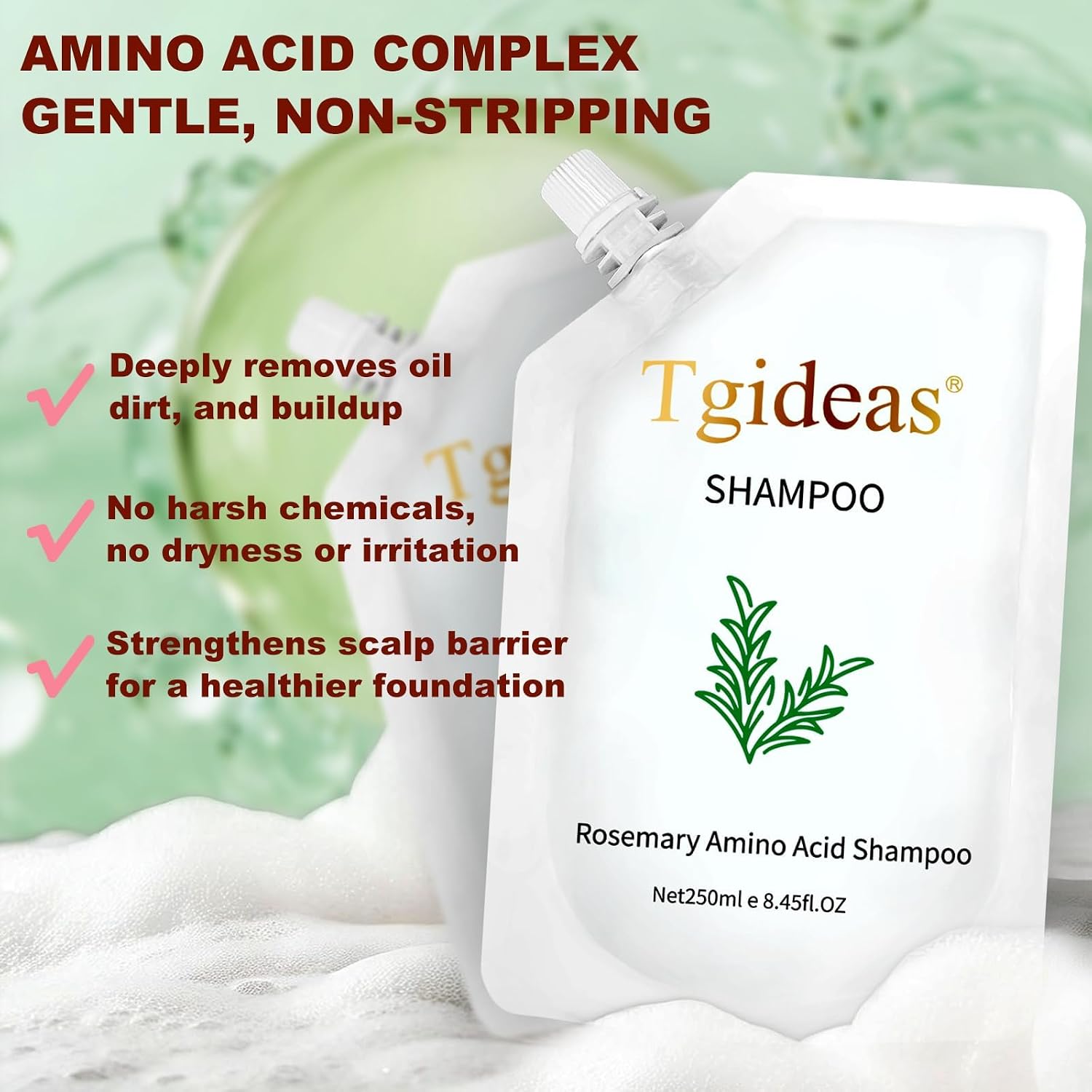 Detalle de Tgideas Rosemary Biotin Amino Acid Shampoo for Thinning Hair (Women & Men), 8.45 fl oz