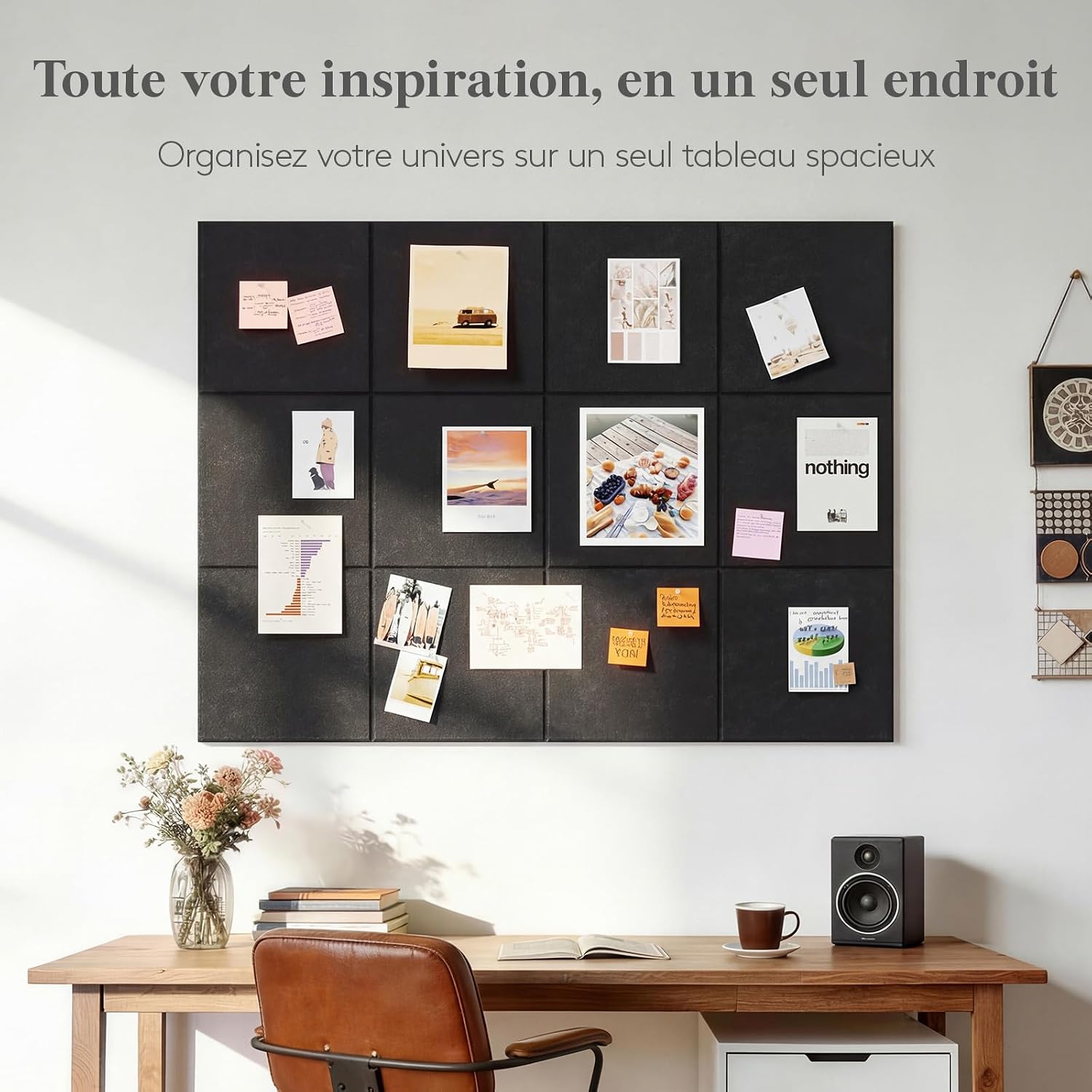 Detalle de Lifewit Tableau adhésif en feutre décoratif — lot de 12 panneaux 120 x 90 cm en Violet Pervenche
