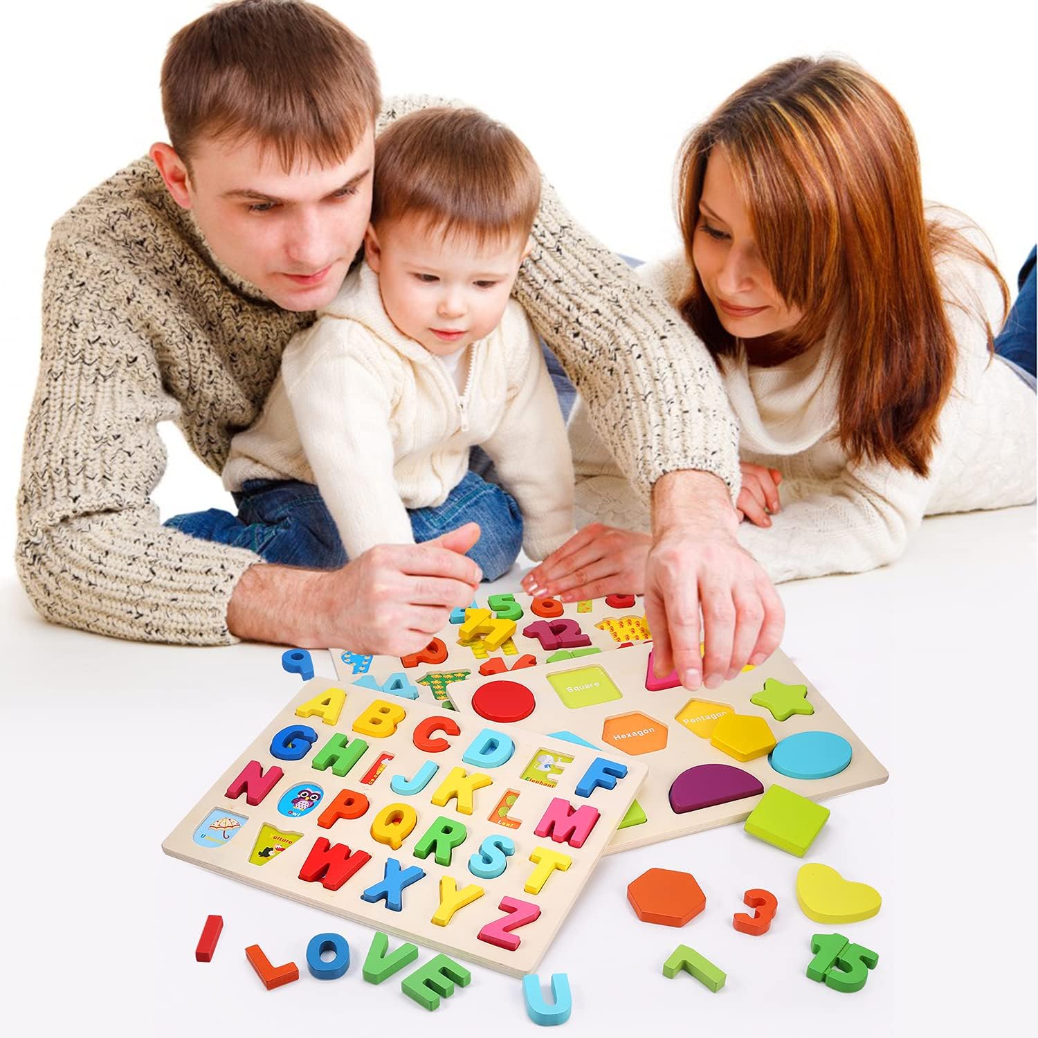 Detalle 2 de Voamuw Wooden Puzzles for Toddlers 3pcs set
