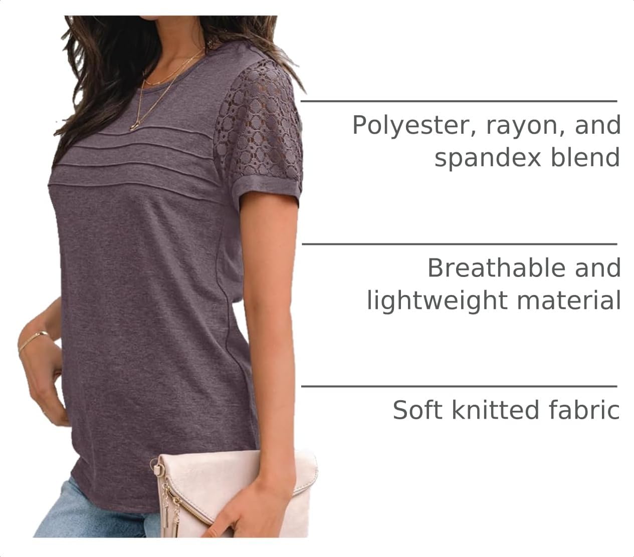Thumbnail 3 de AUTOMET Women's Dressy Lace Short Sleeve Tops: Lightweight Summer Blouse