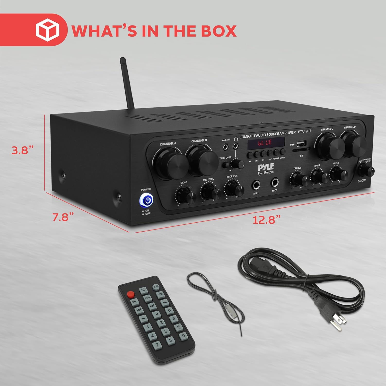 Thumbnail 6 de Pyle PTA42BT 500W Bluetooth Karaoke Amplifier