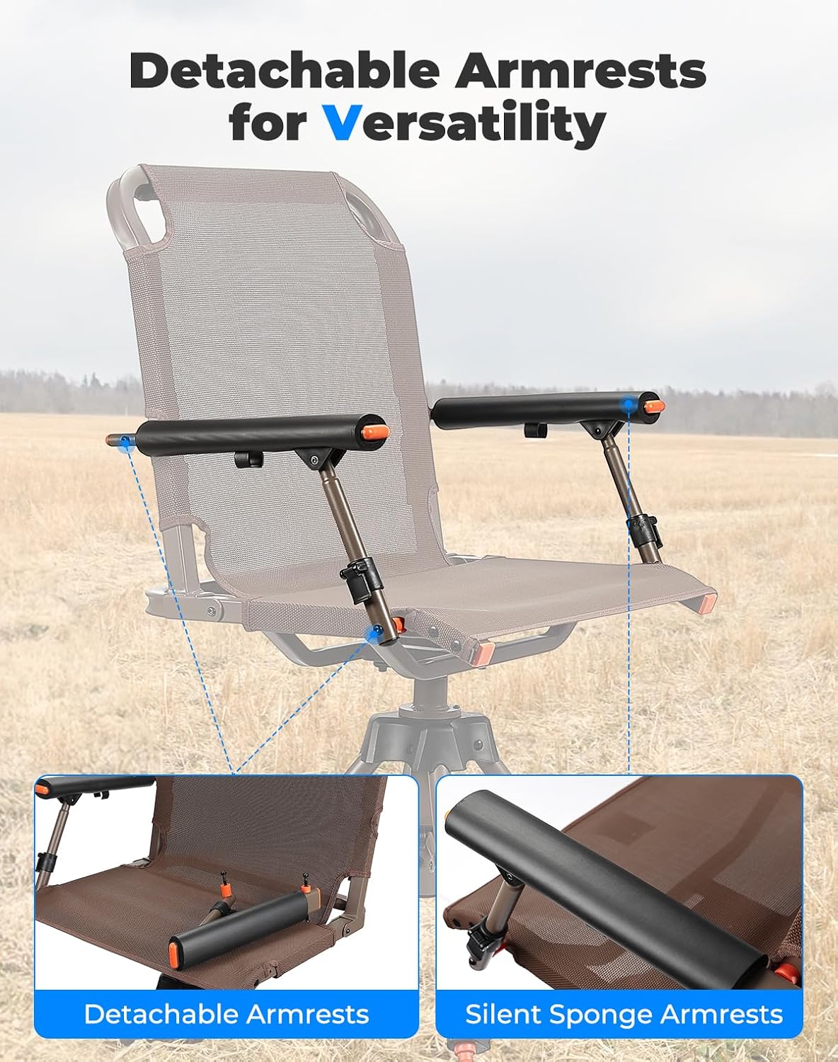 Detalle 2 de KEMIMOTO B1702-00401BR Hunting Blind Chair, 360° Swivel, Adjustable Height