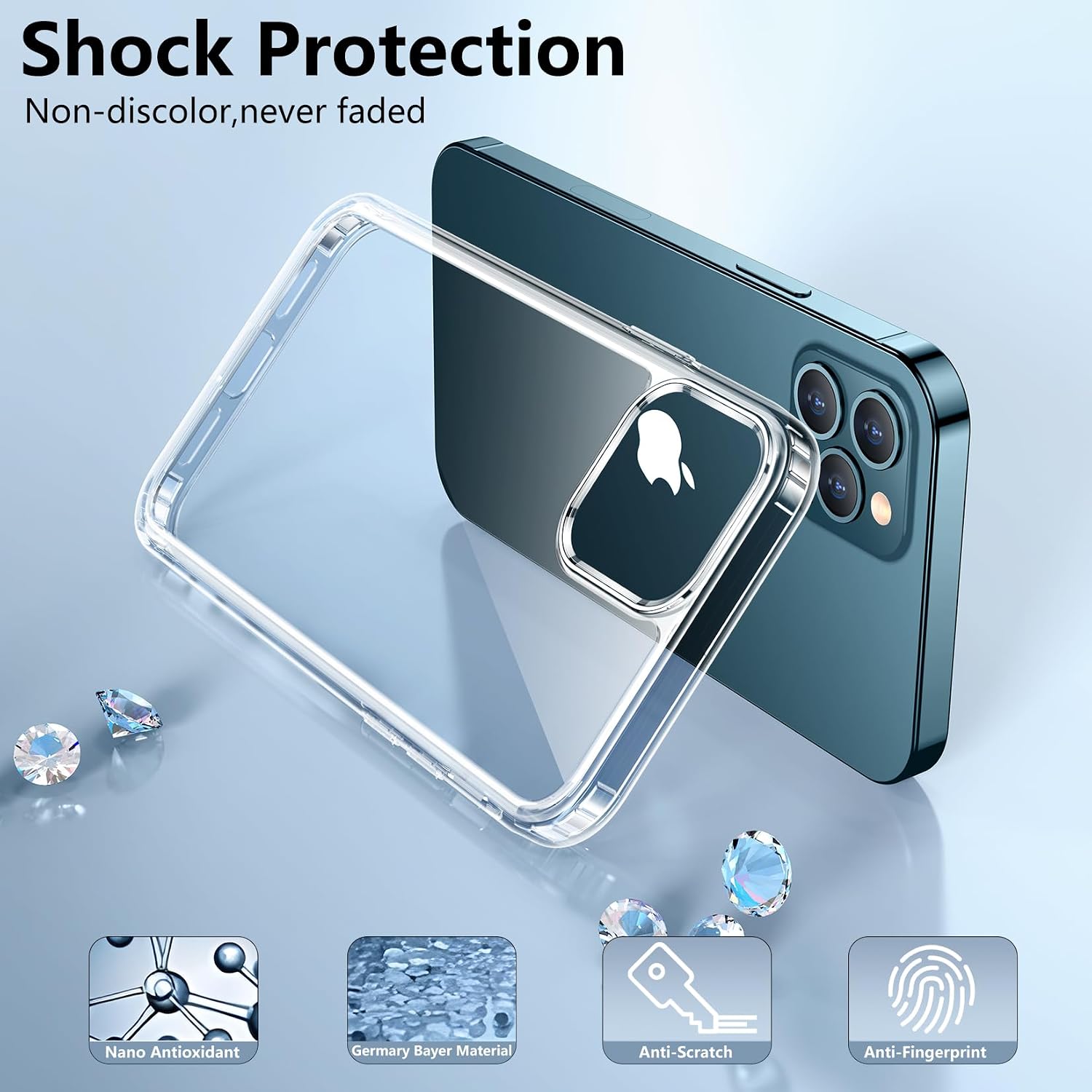 Detalle de SPIDERCASE KZ-01 Clear TPU Case for iPhone 12 Pro Max, Slim and Shock-Absorbent